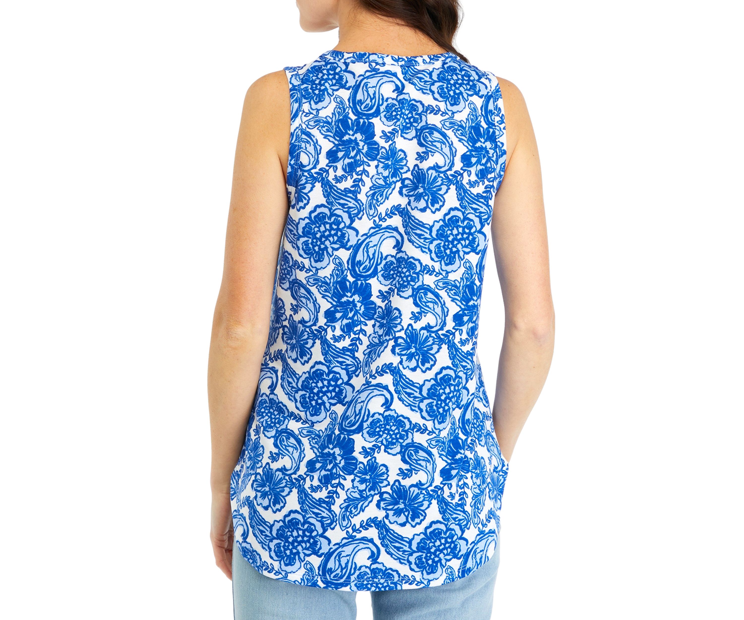 Womens Printed Scoop Neck Baby Terry Tank Top
