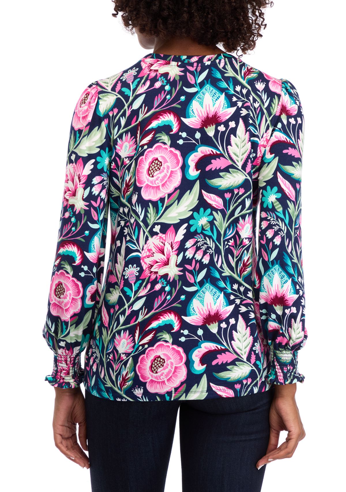 Womens Balloon Sleeve Printed Top 