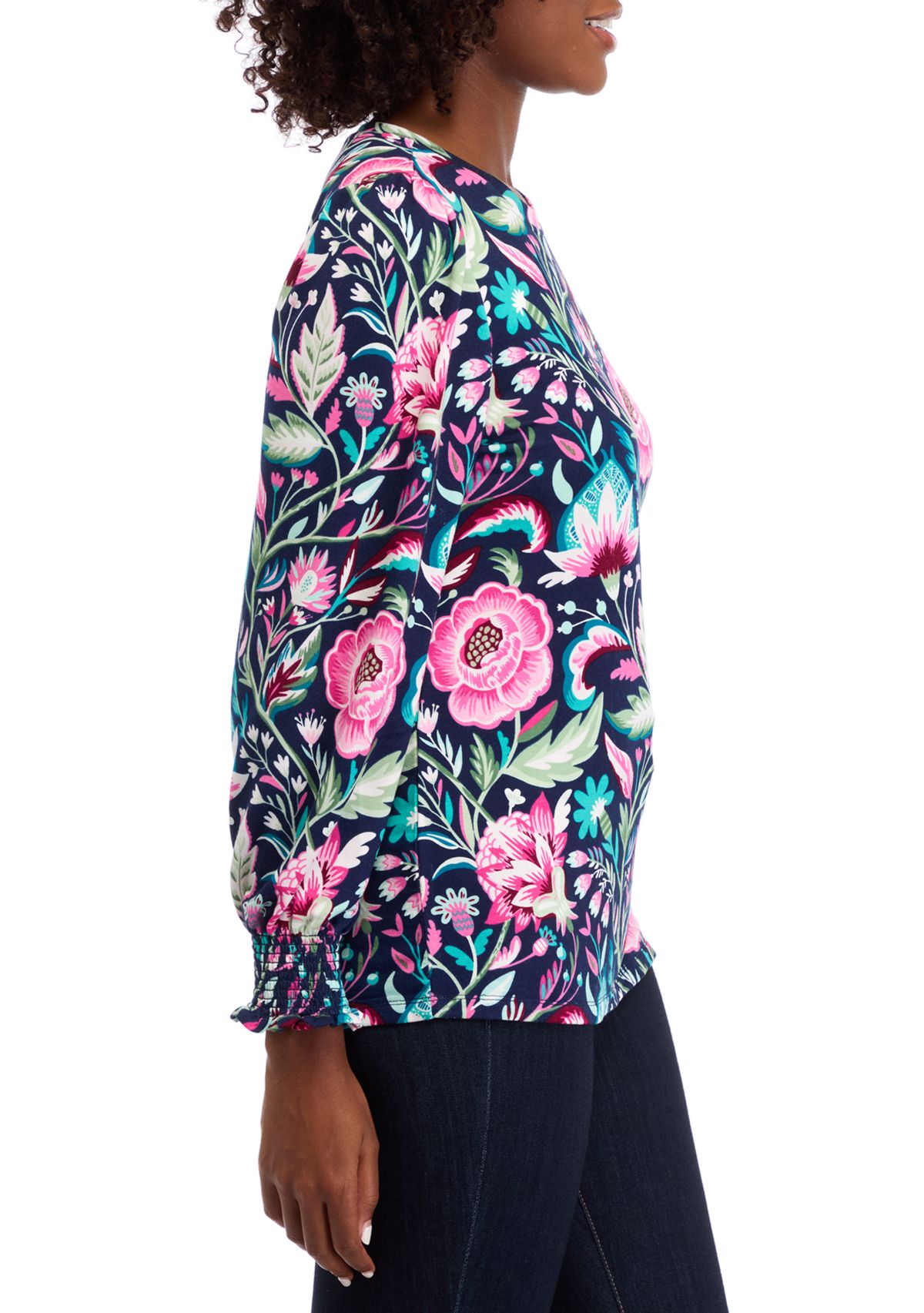 Womens Balloon Sleeve Printed Top 