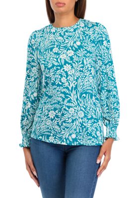Crown & Ivy Women's Balloon Sleeve Printed Top