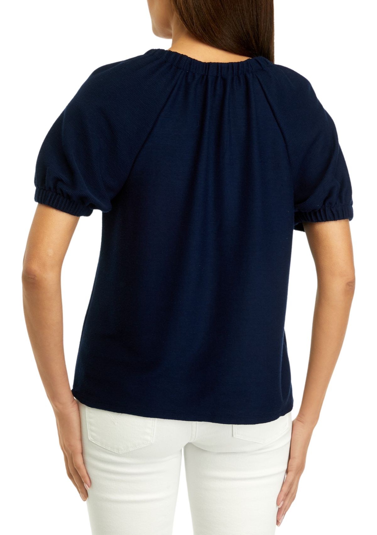 Womens Knit Puff Sleeve Top