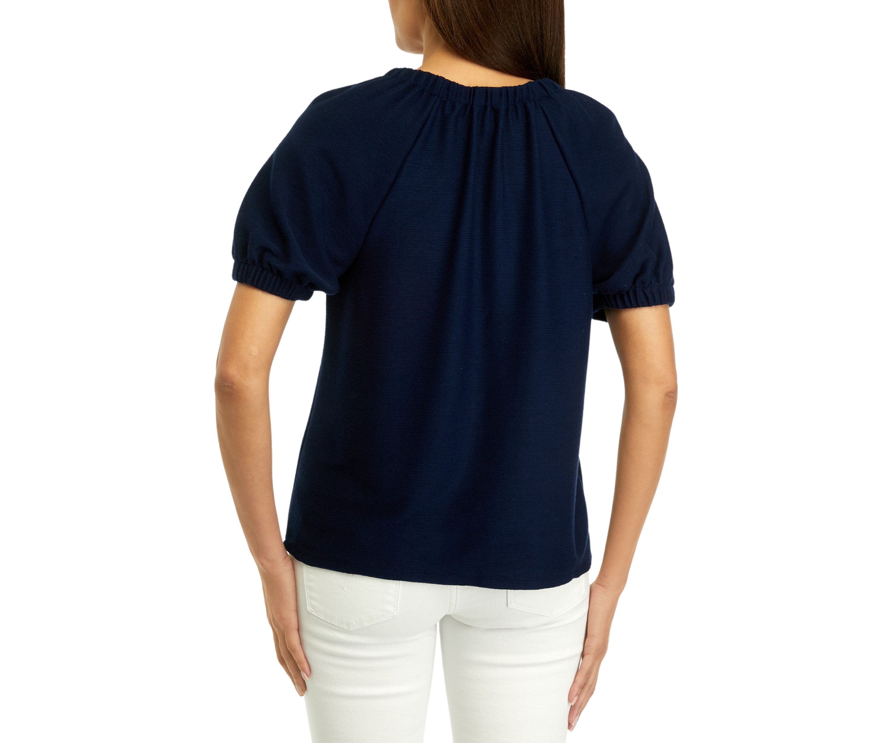 Womens Knit Puff Sleeve Top