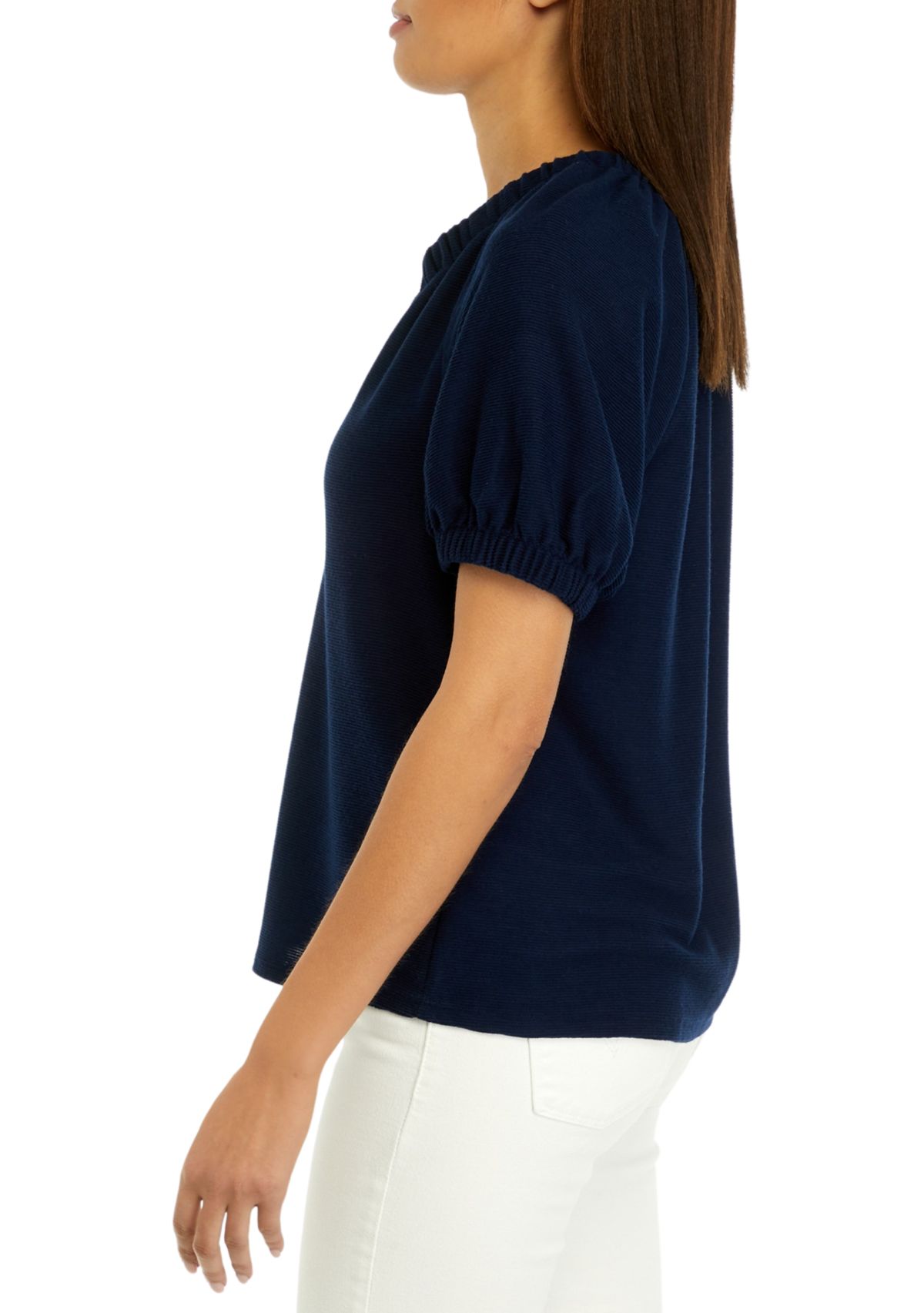 Womens Knit Puff Sleeve Top