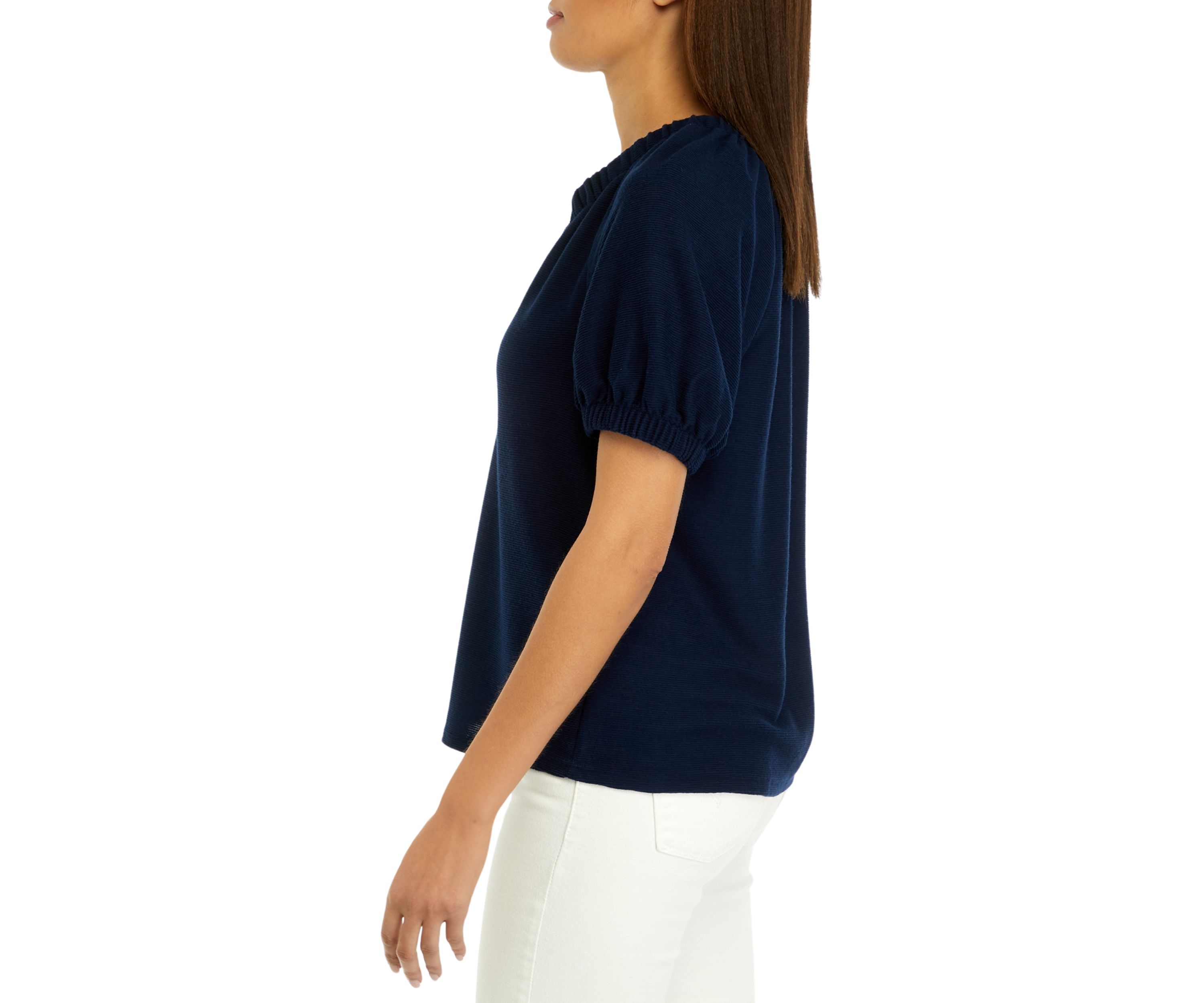 Womens Knit Puff Sleeve Top