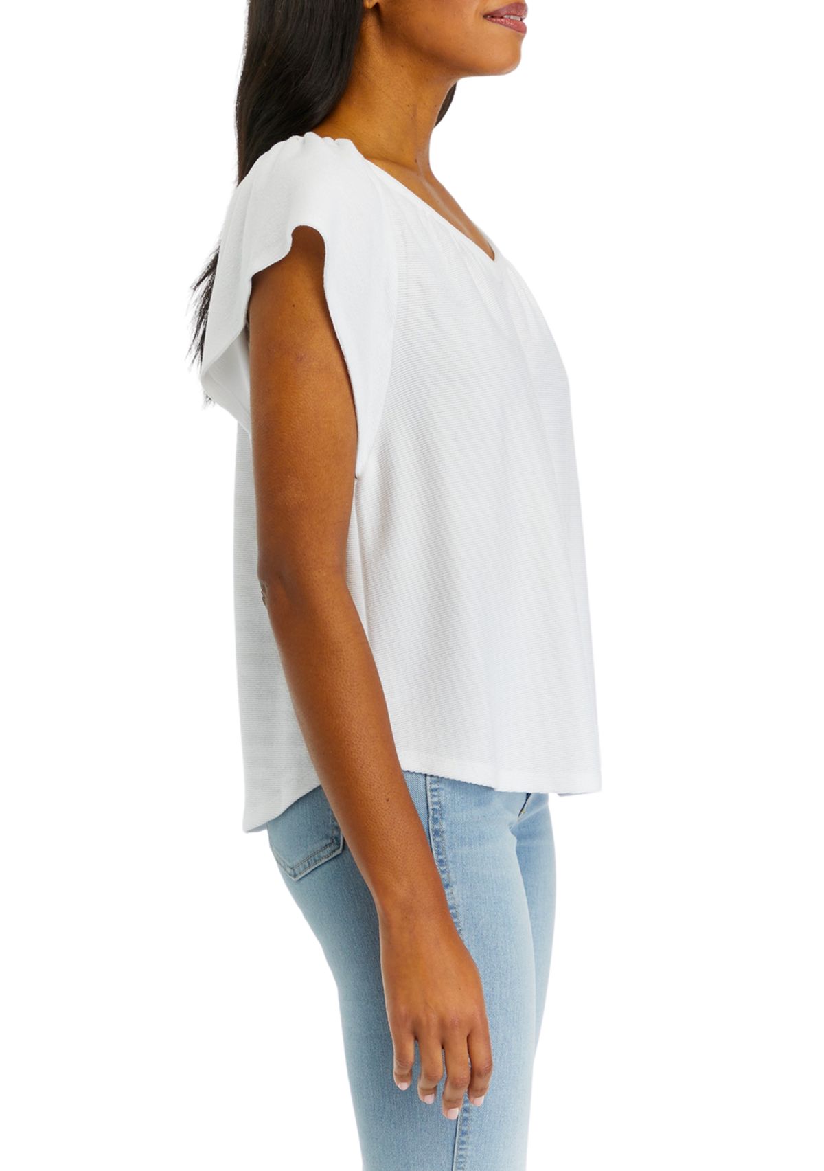 Womens Flutter Sleeve Nikki Knit Top