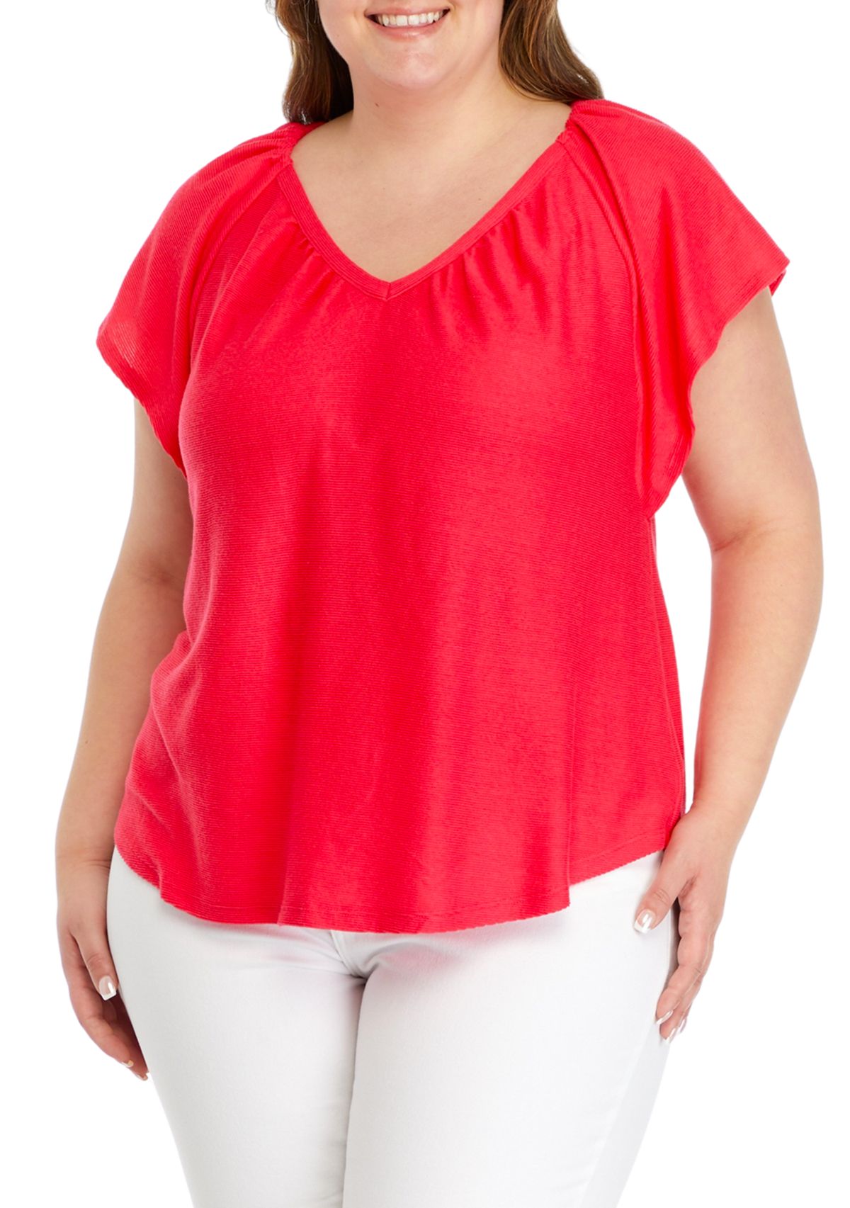 Plus Size Flutter Sleeve Top