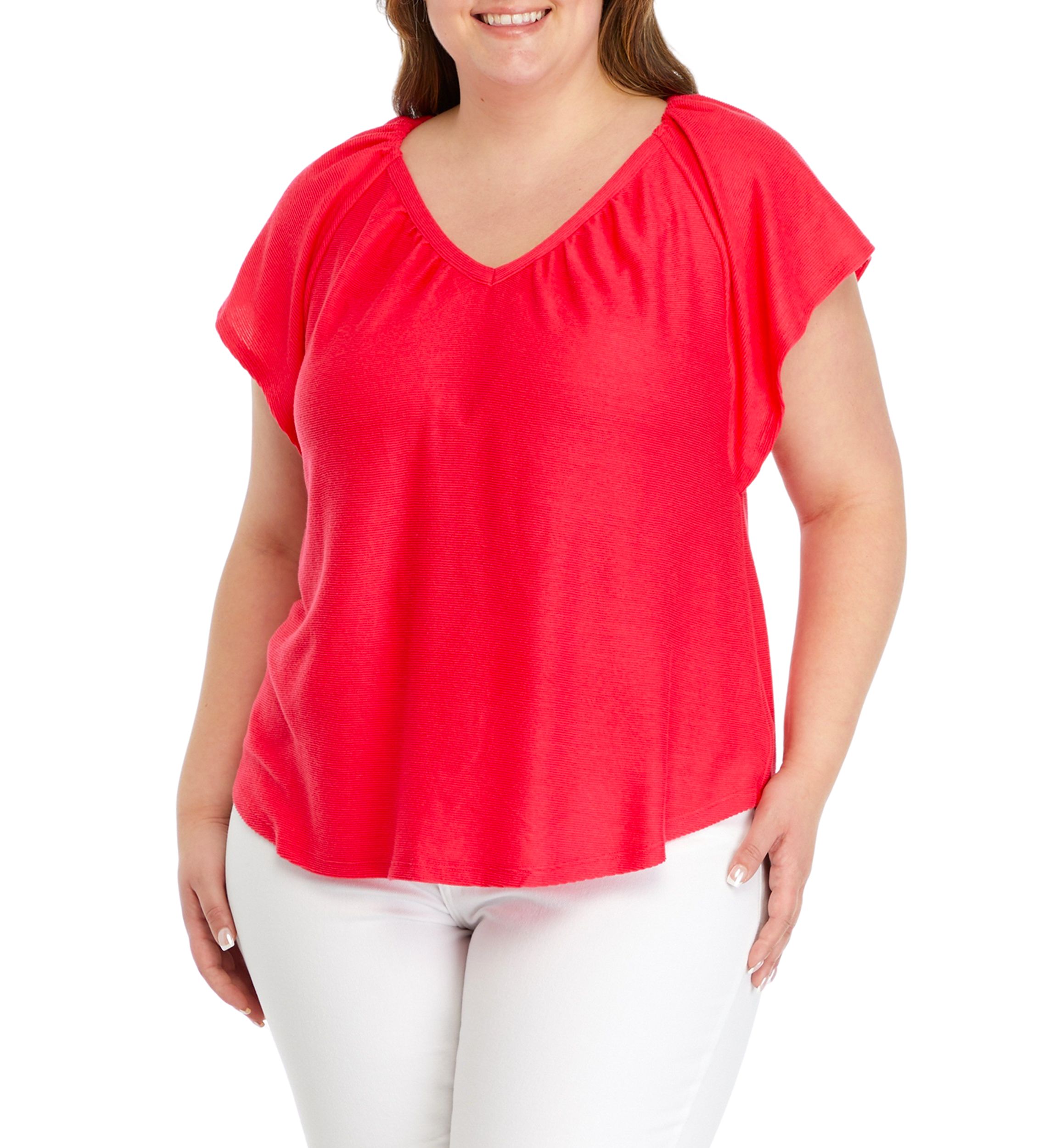 Plus Size Flutter Sleeve Top