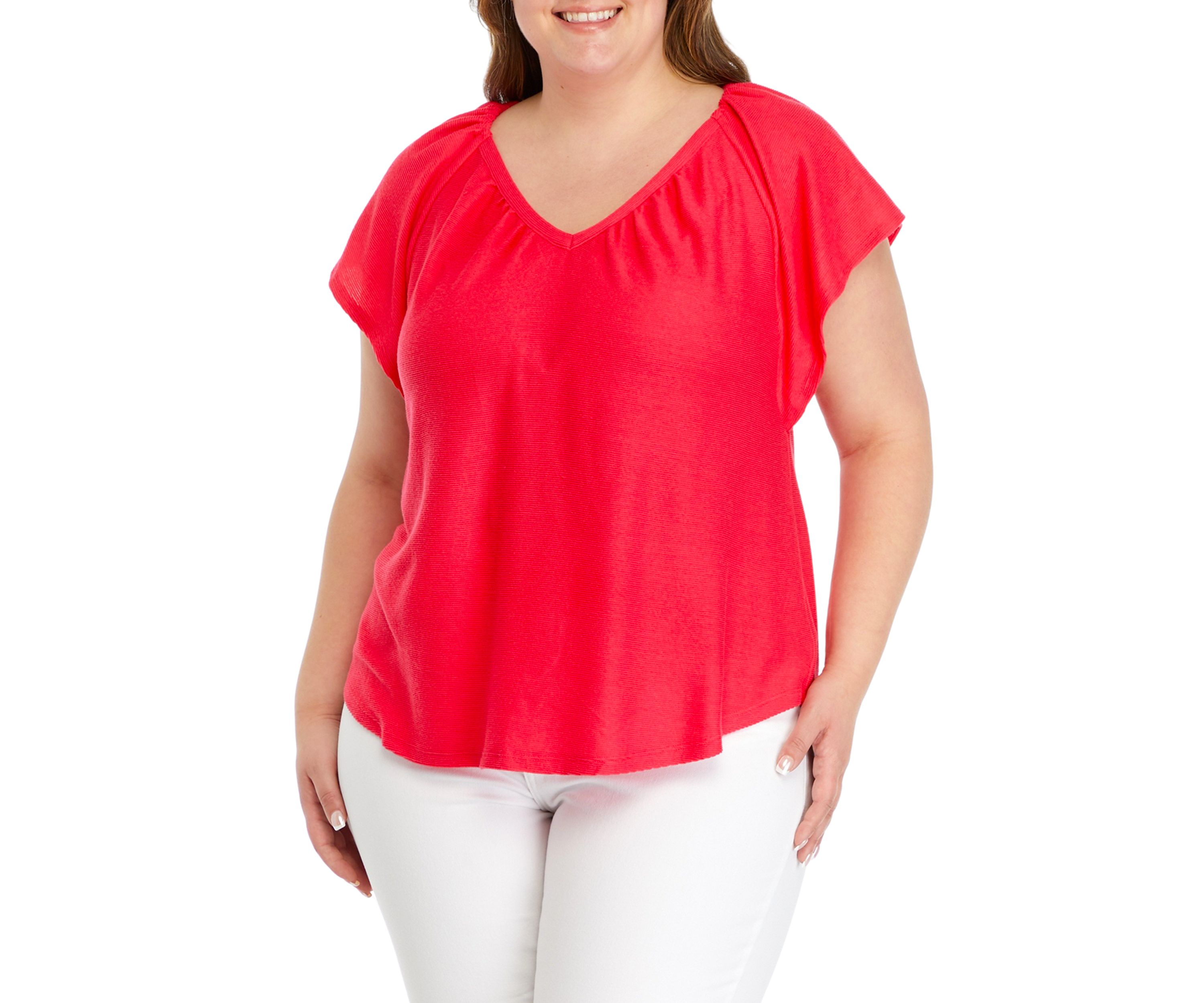 Plus Size Flutter Sleeve Top