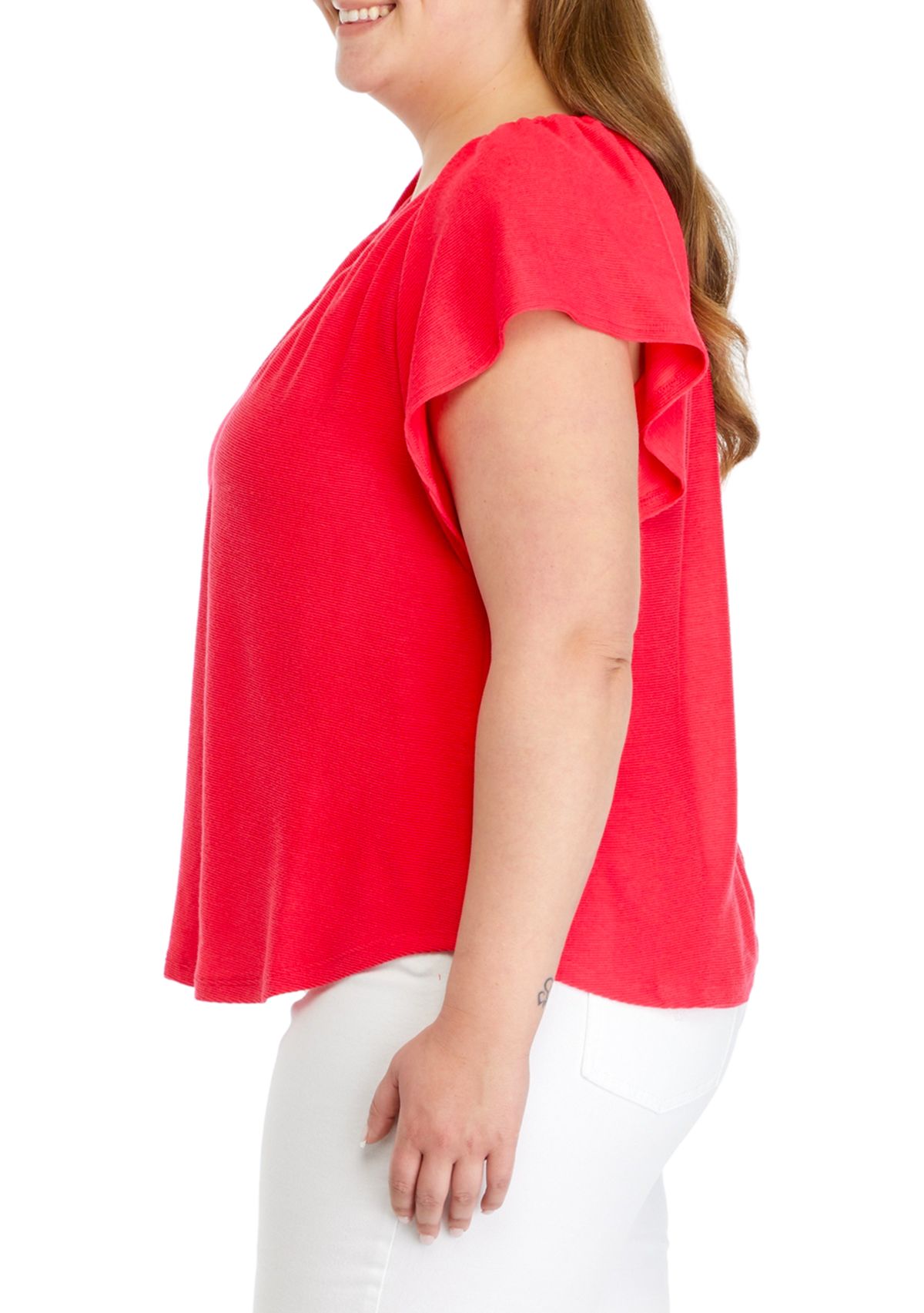 Plus Size Flutter Sleeve Top