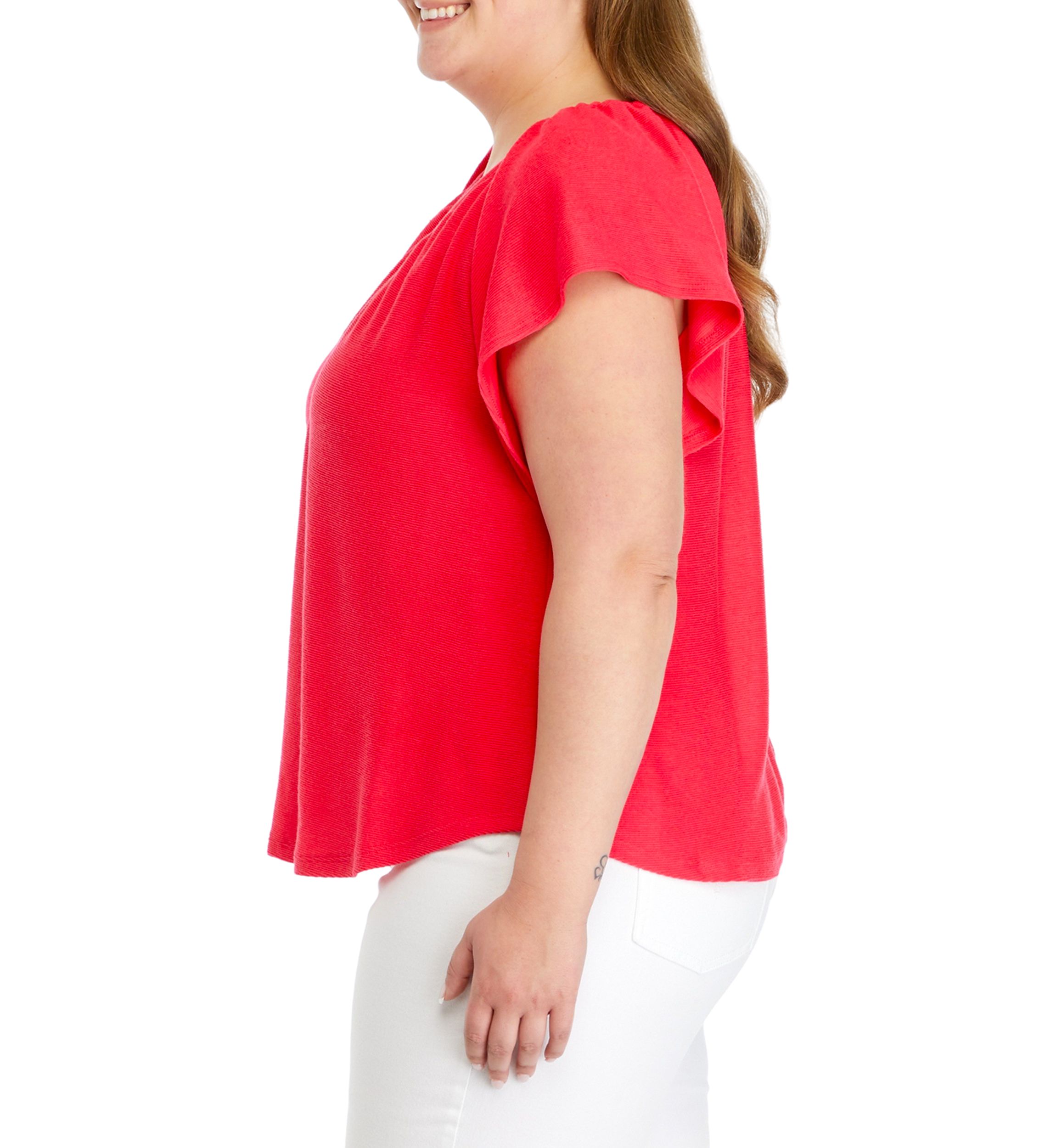Plus Size Flutter Sleeve Top