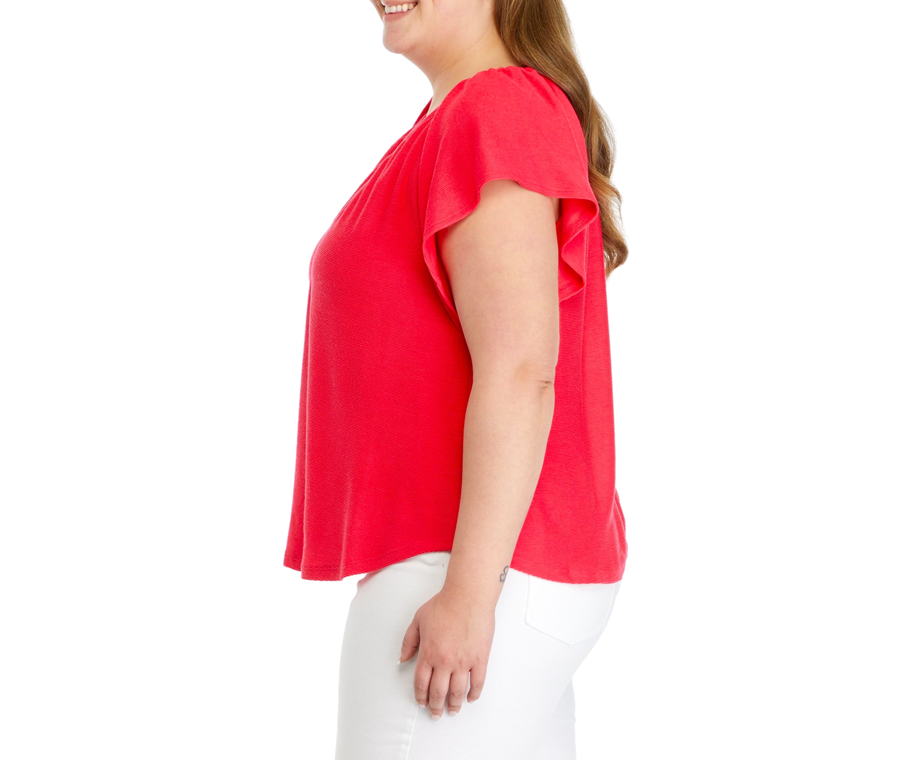 Plus Size Flutter Sleeve Top