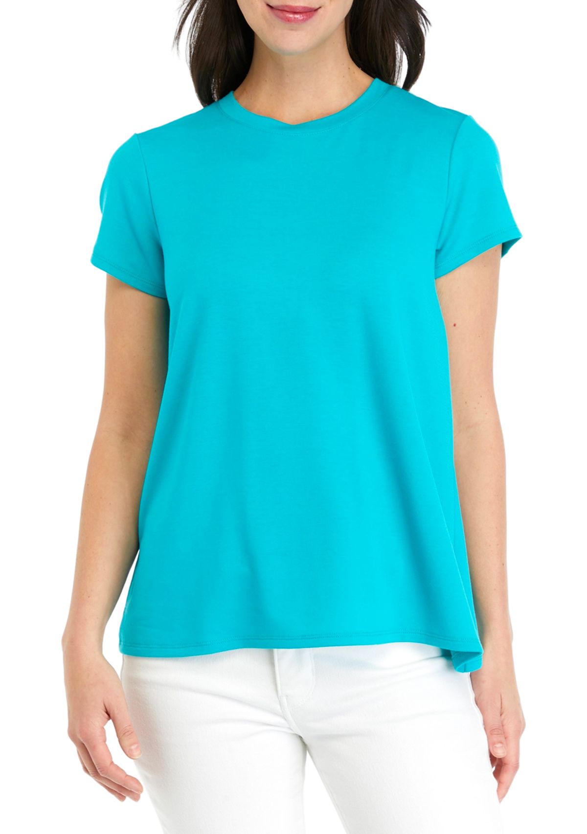 Womens Solid Pleated Back Top