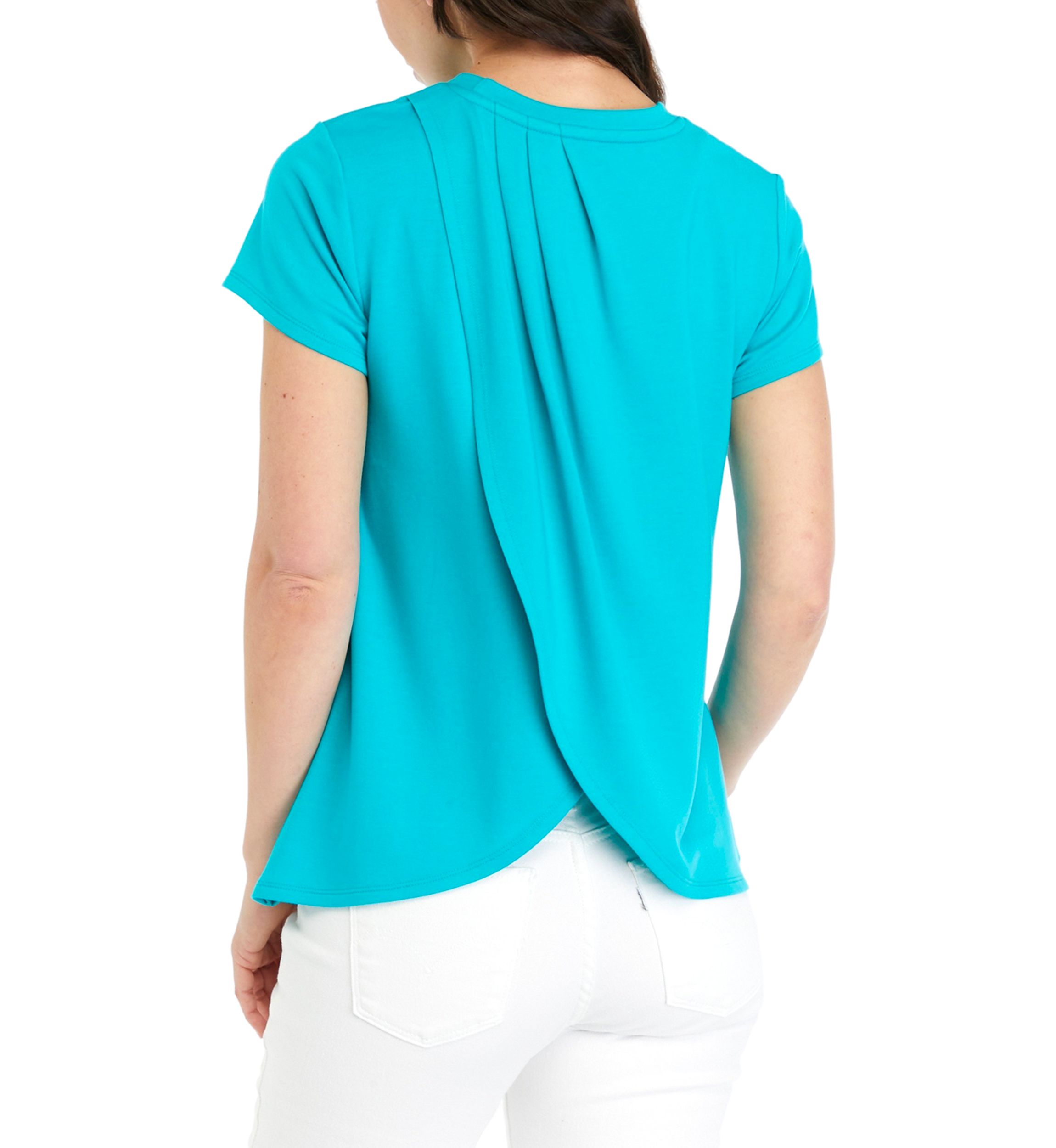 Womens Solid Pleated Back Top