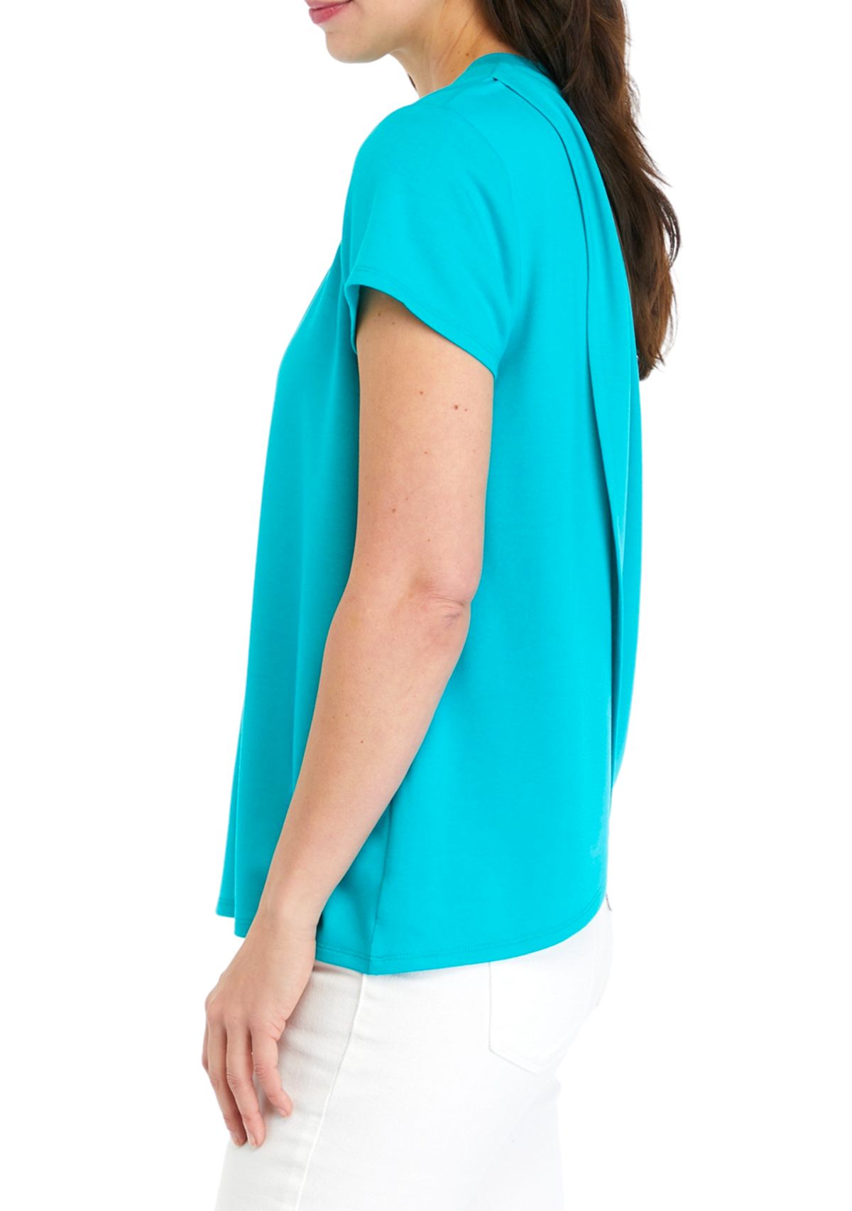 Womens Solid Pleated Back Top