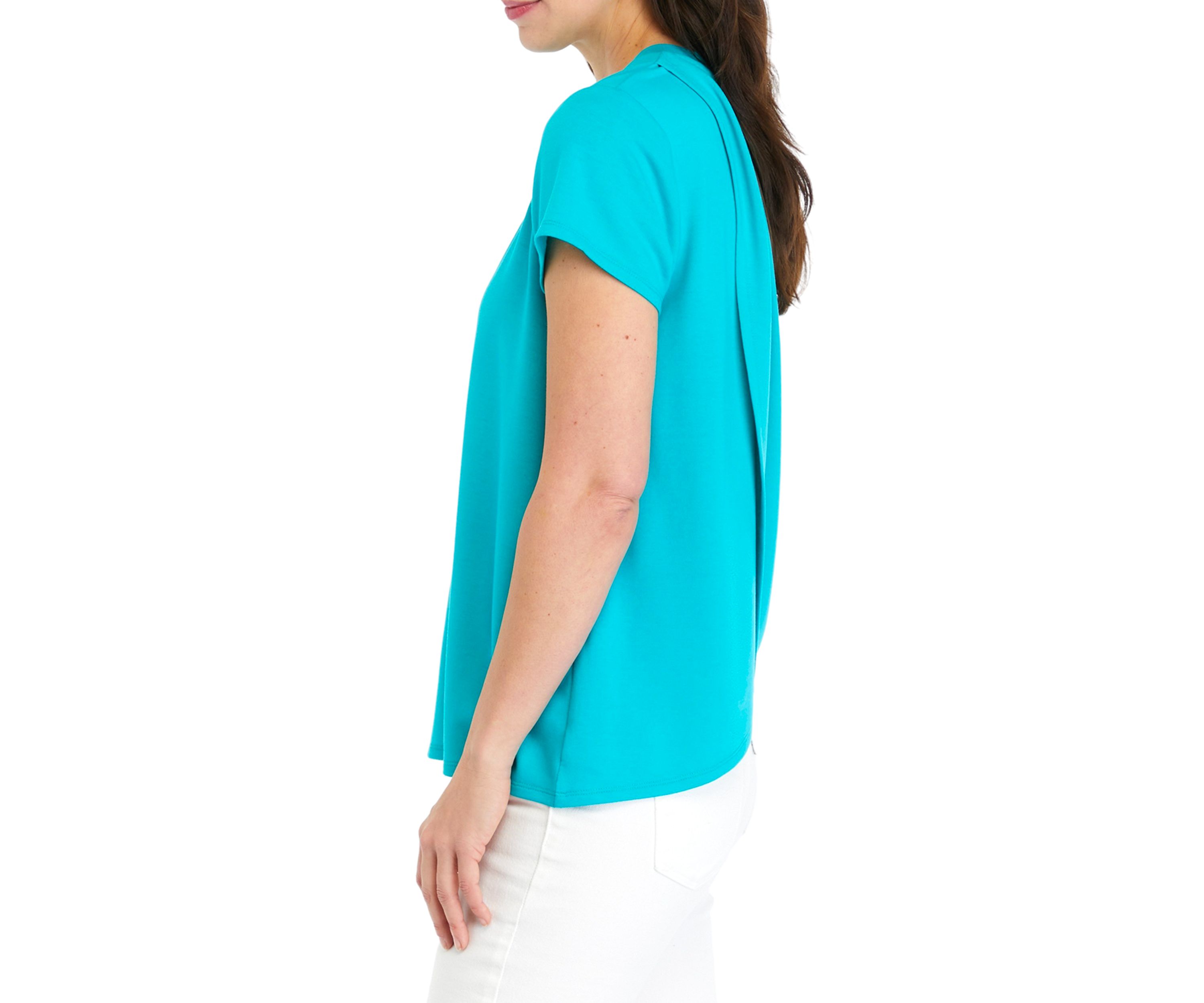 Womens Solid Pleated Back Top