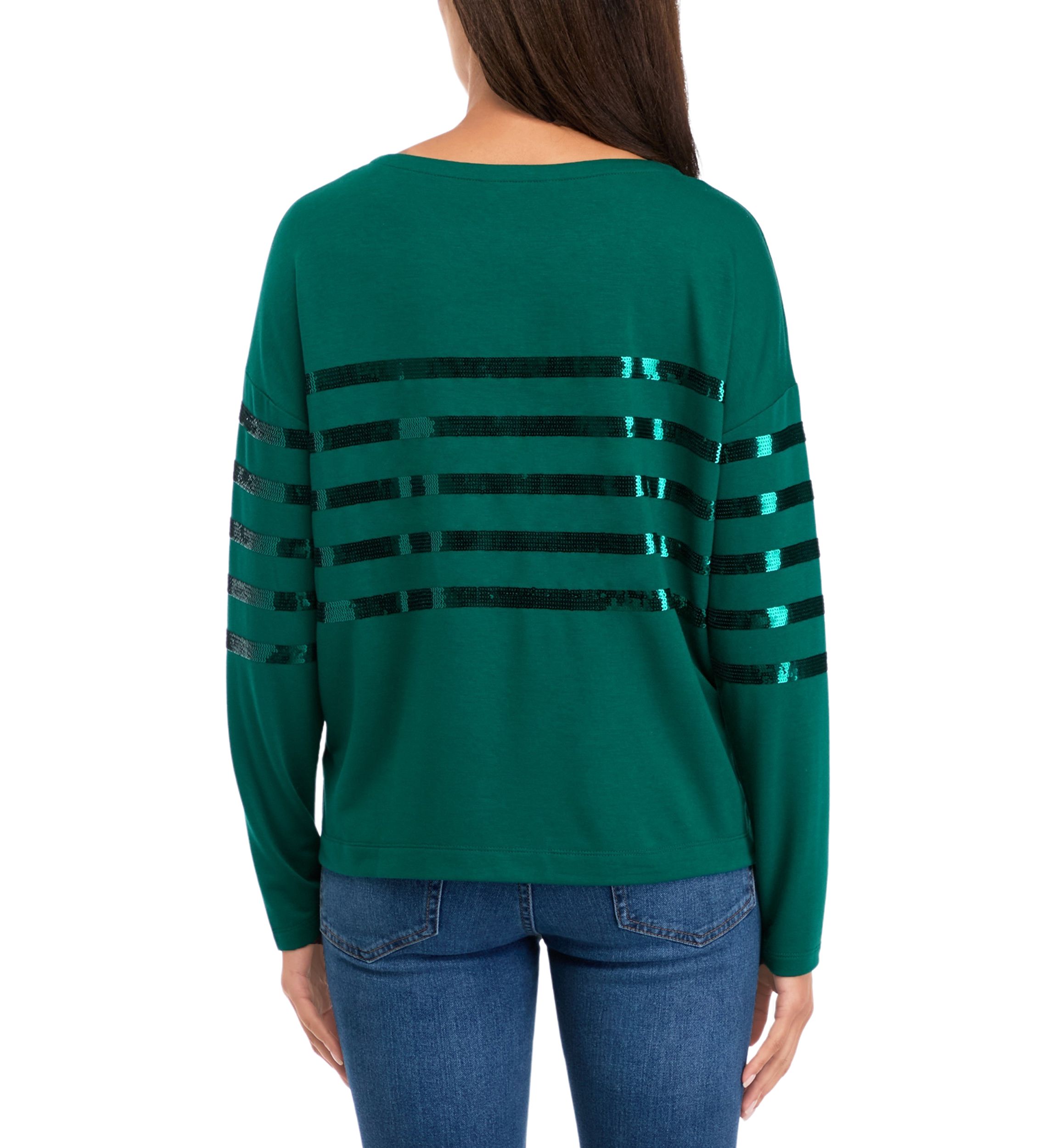 Womens Long Sleeve Baby Terry Sequin Top 