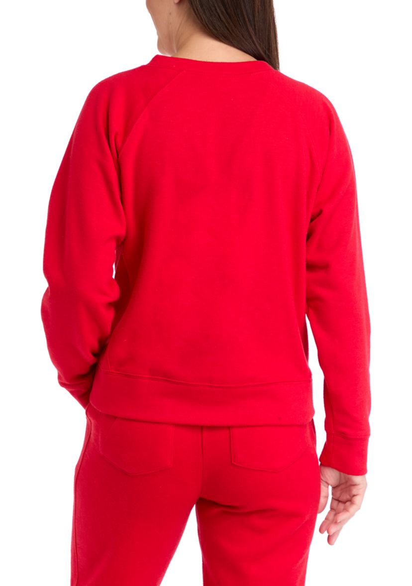Womens Long Sleeve Jewel Button Henley Top 