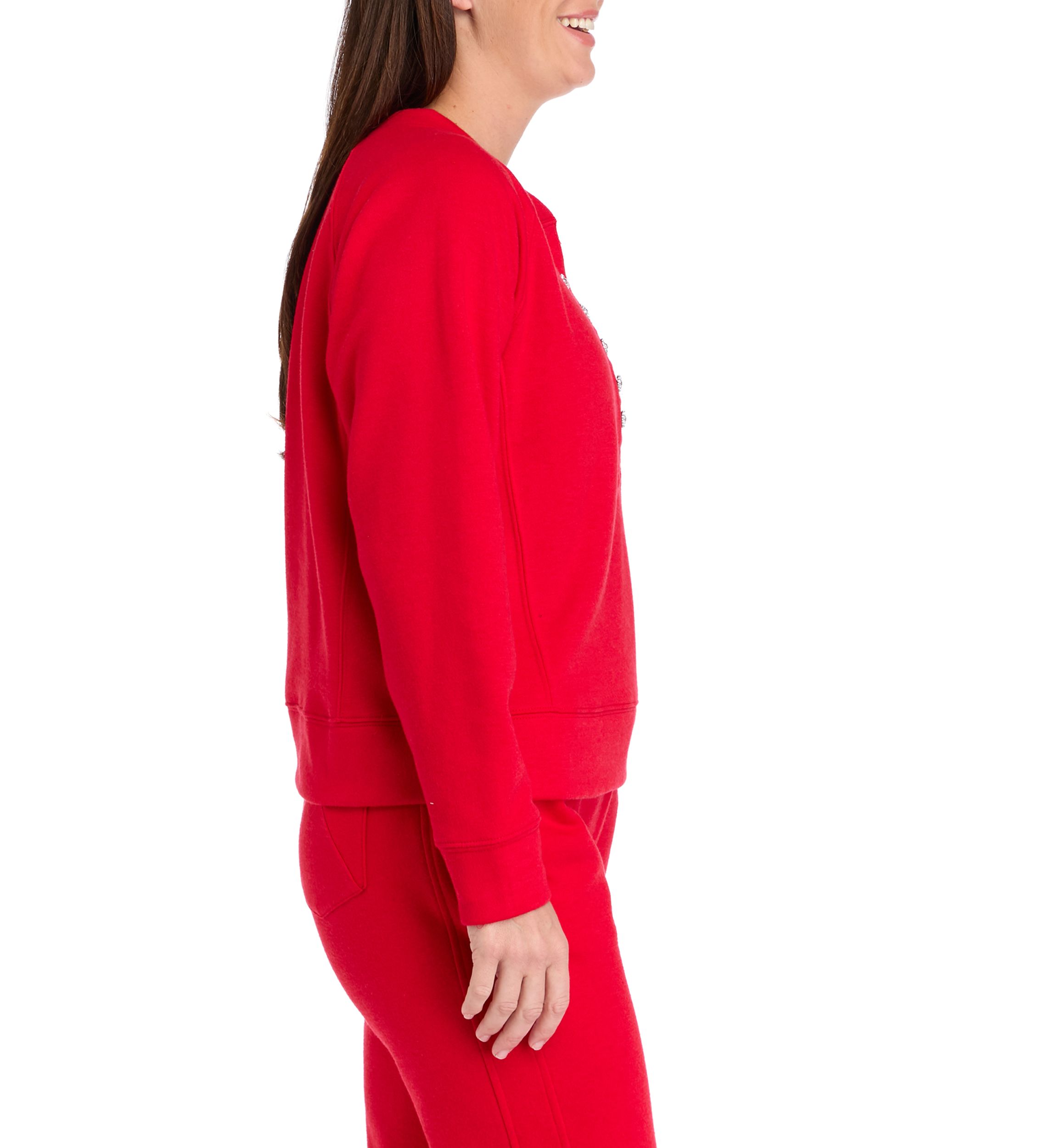 Womens Long Sleeve Jewel Button Henley Top 