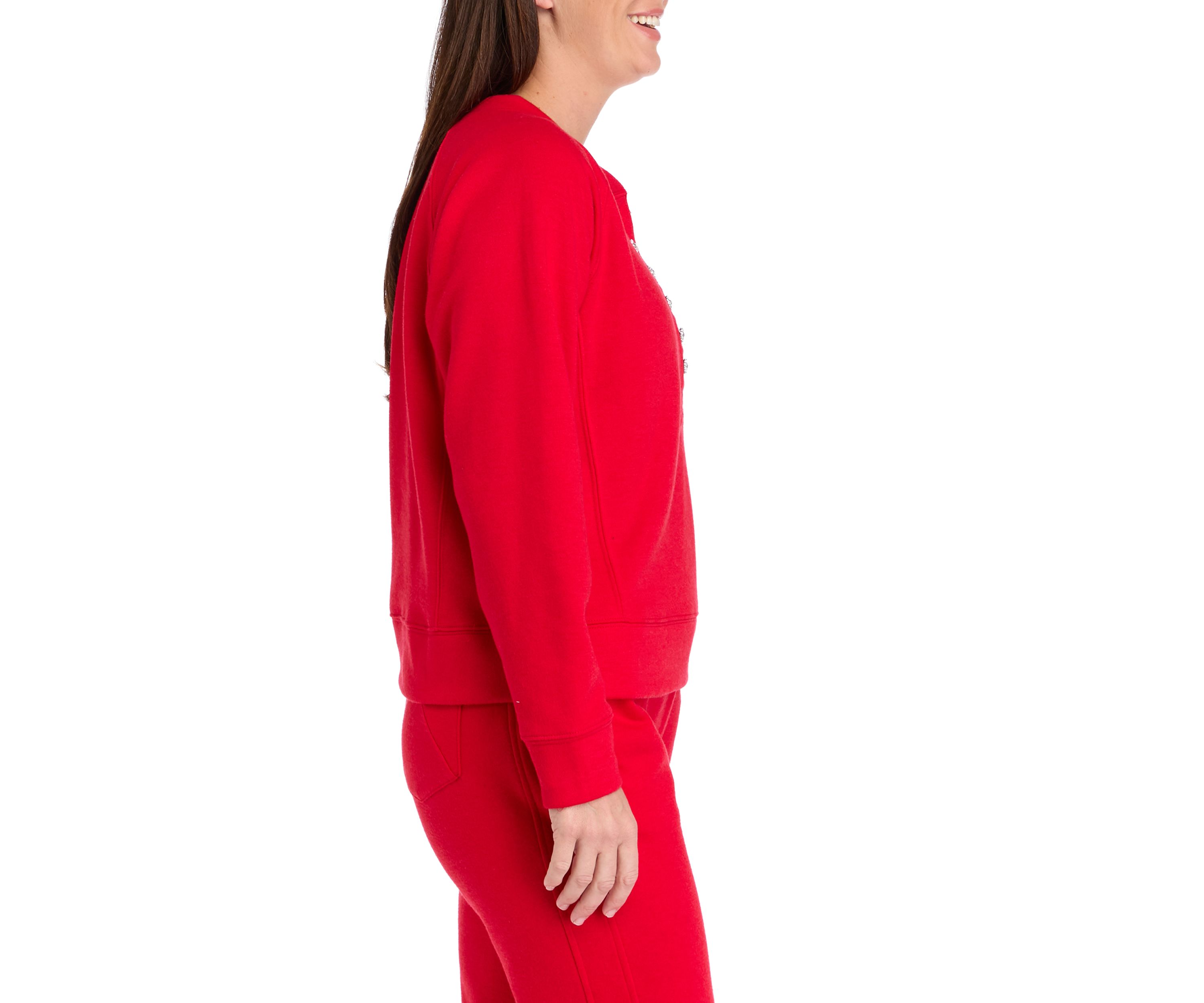 Womens Long Sleeve Jewel Button Henley Top 