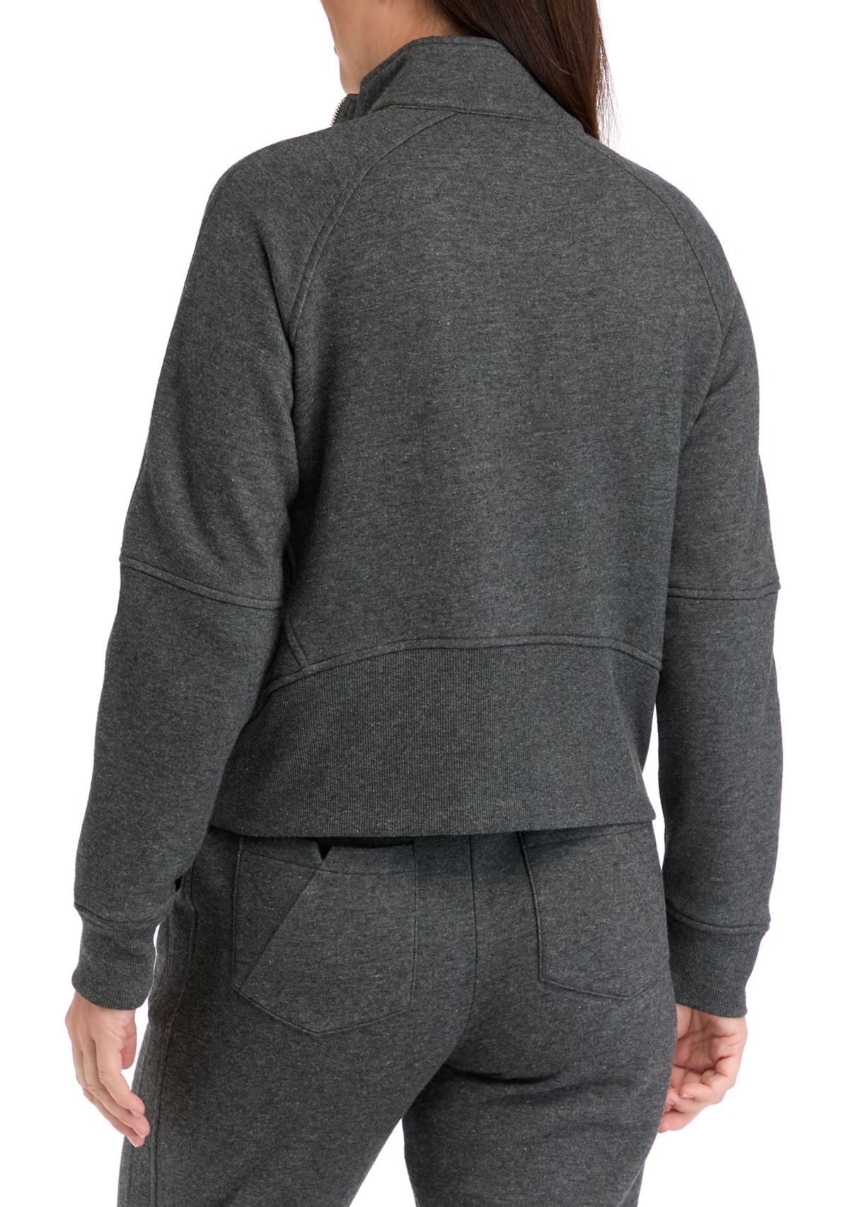 Womens Long Sleeve Half Zip Top with Kangaroo Pocket 