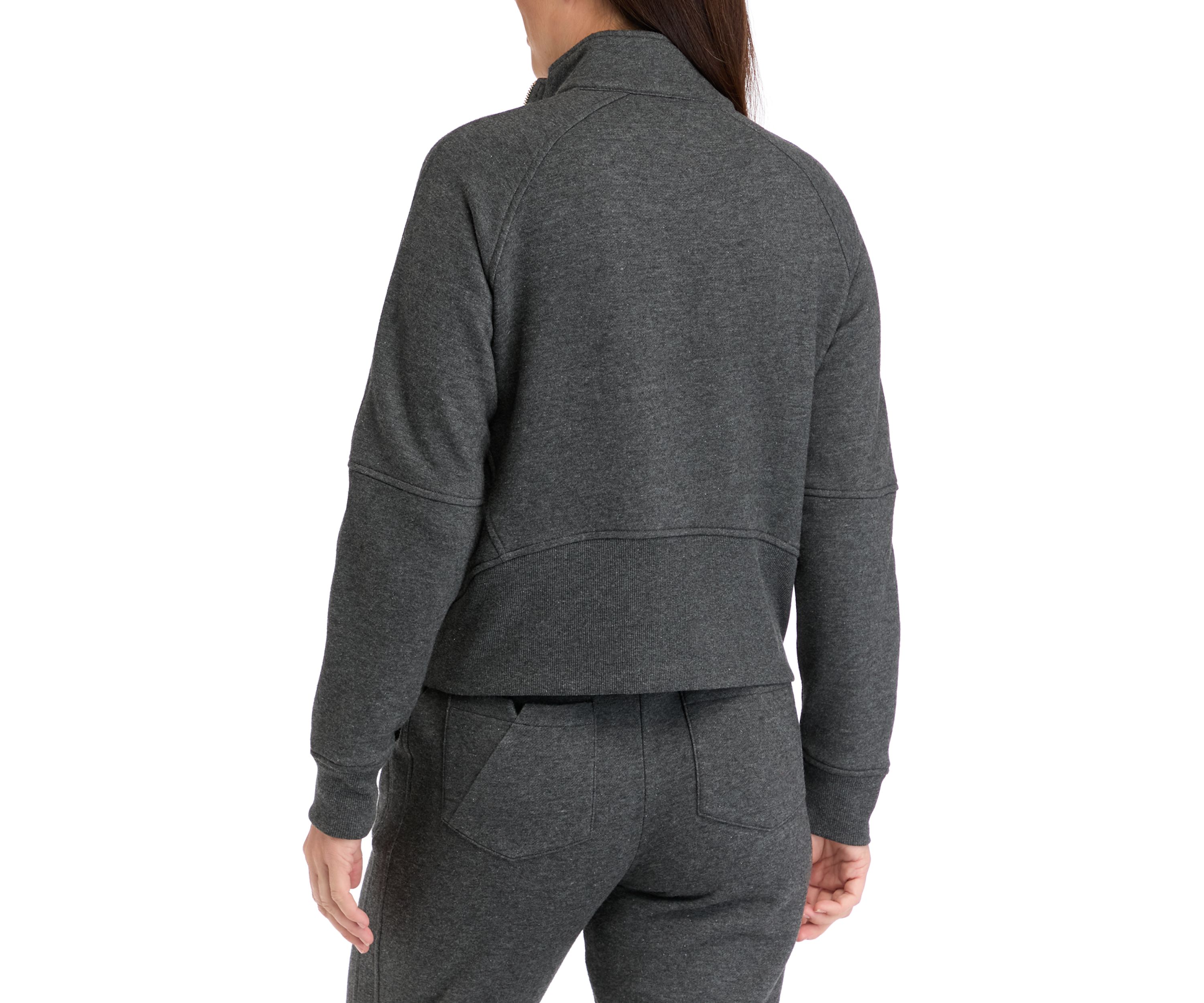 Womens Long Sleeve Half Zip Top with Kangaroo Pocket 