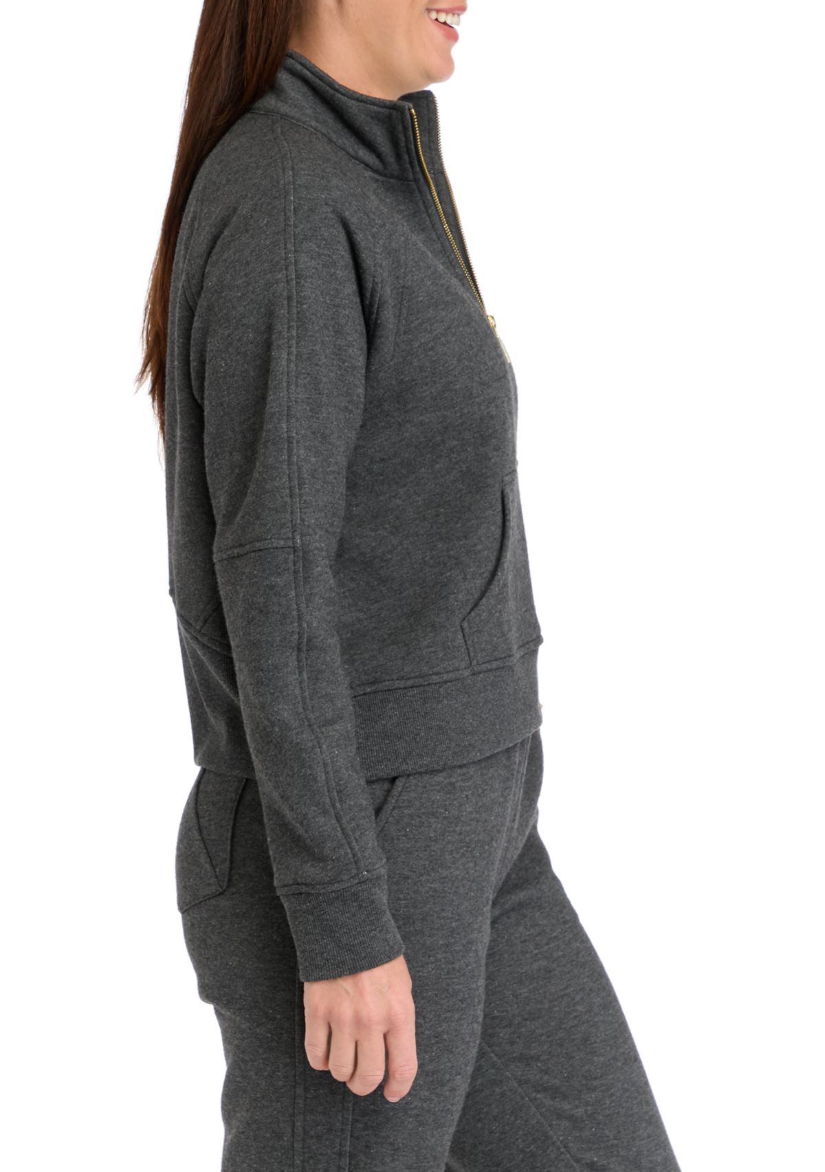 Womens Long Sleeve Half Zip Top with Kangaroo Pocket 