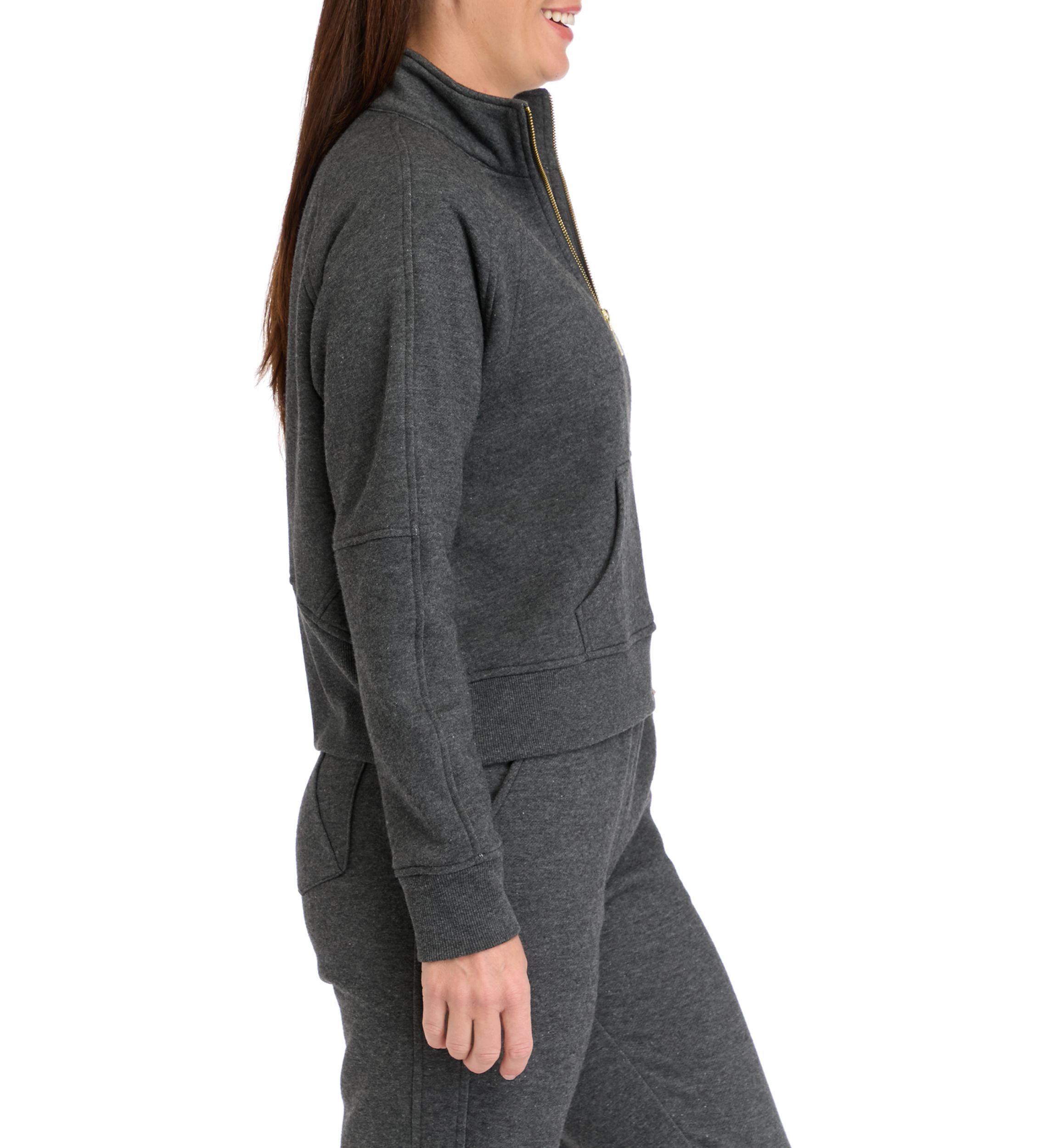 Womens Long Sleeve Half Zip Top with Kangaroo Pocket 