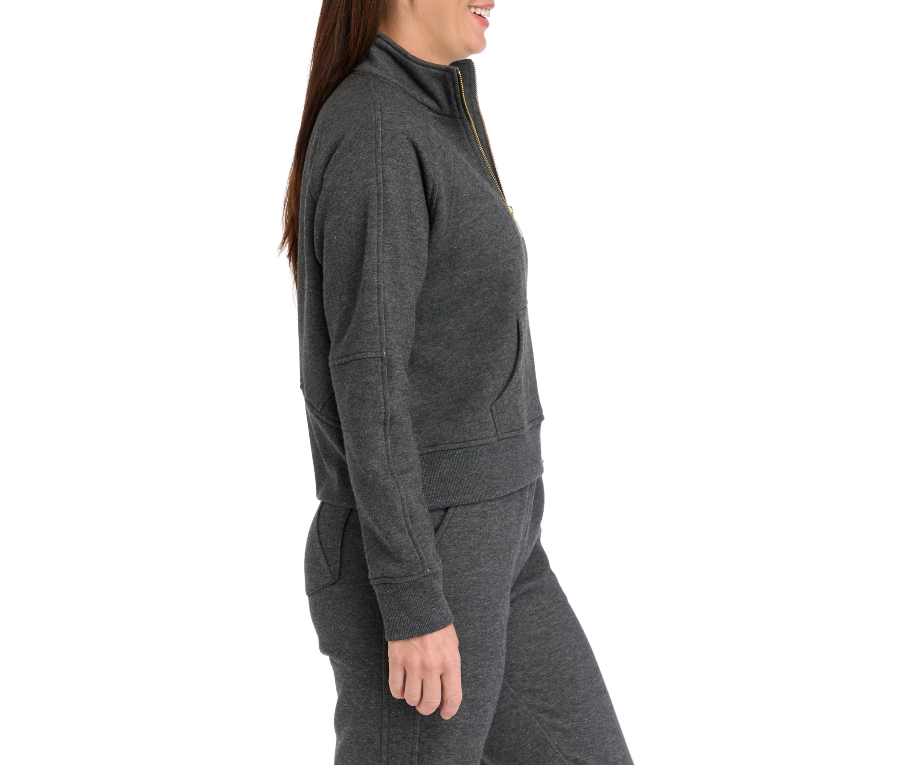 Womens Long Sleeve Half Zip Top with Kangaroo Pocket 