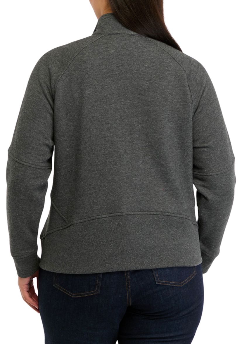Plus Size Half Zip Top with Kangaroo Pocket 