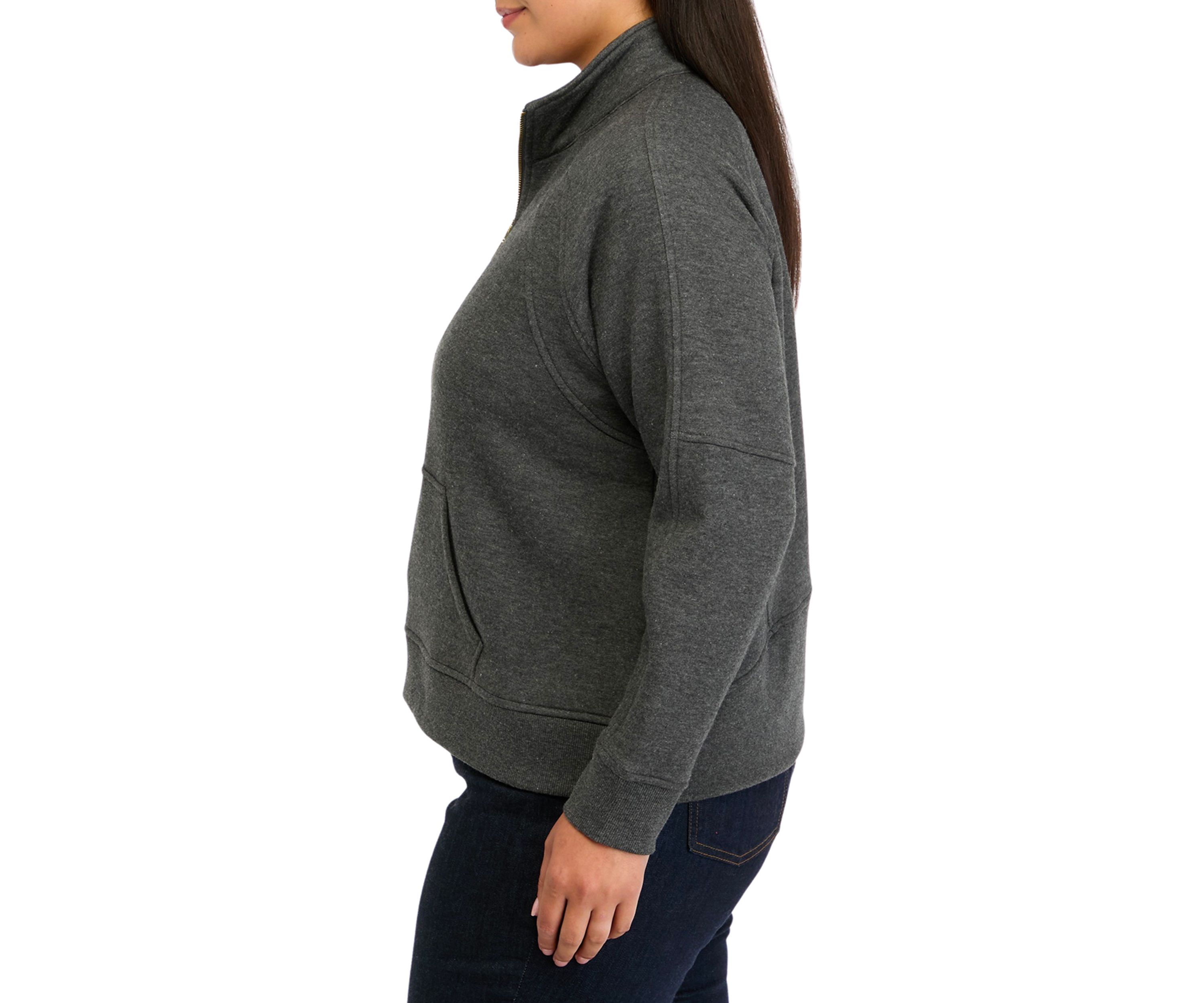 Plus Size Half Zip Top with Kangaroo Pocket 