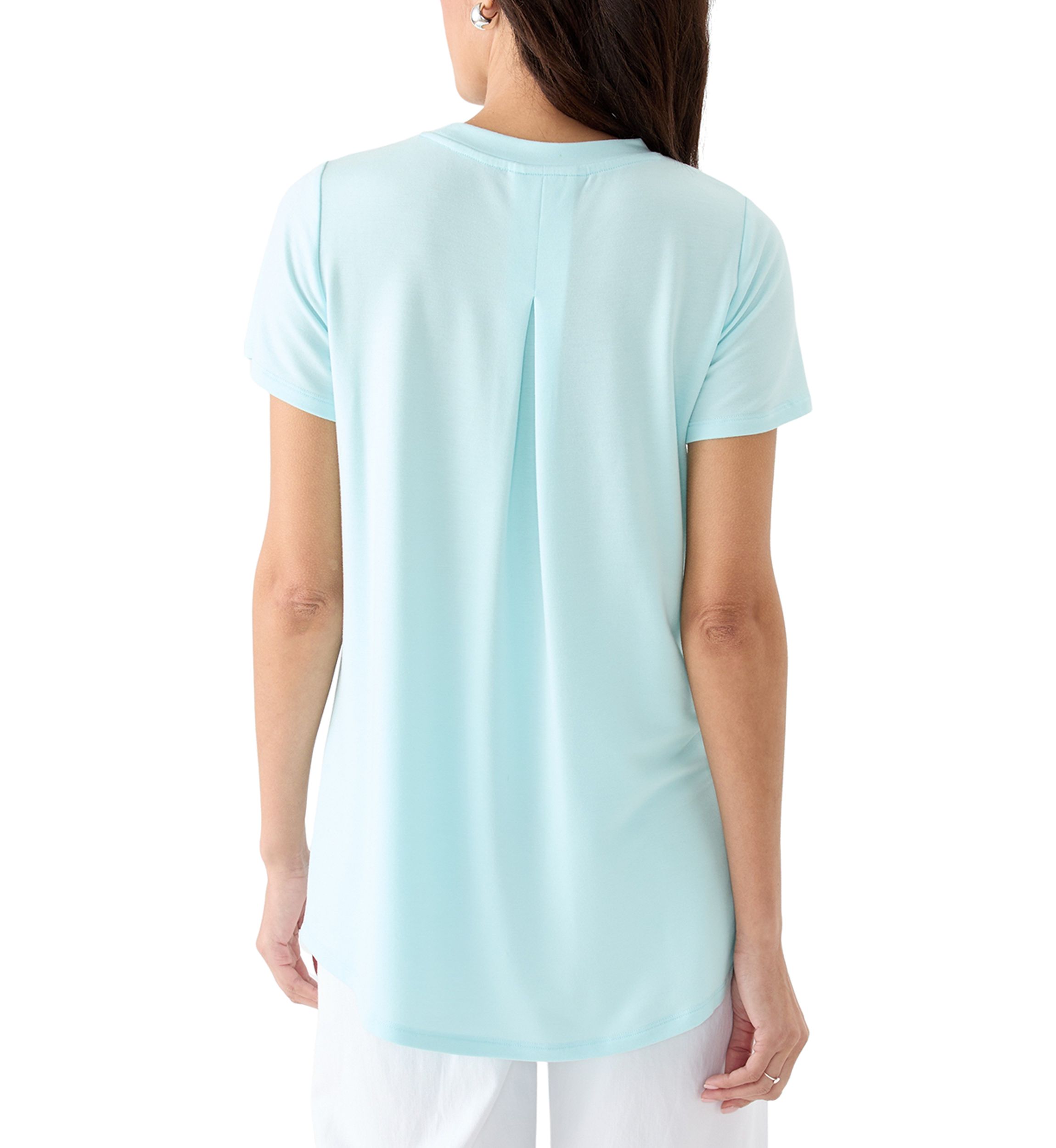 Womens Short Sleeve Pleat Back T-Shirt