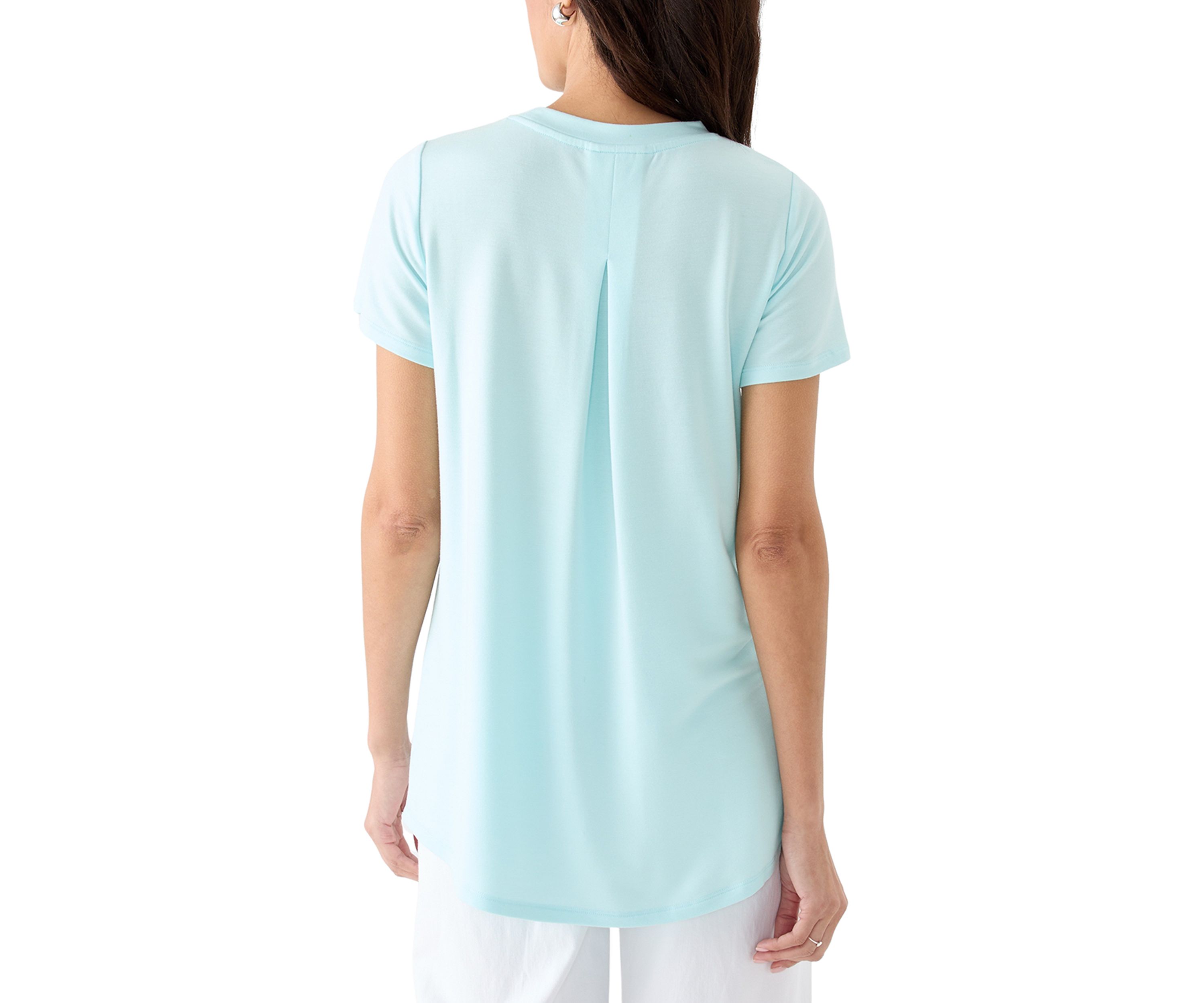 Womens Short Sleeve Pleat Back T-Shirt