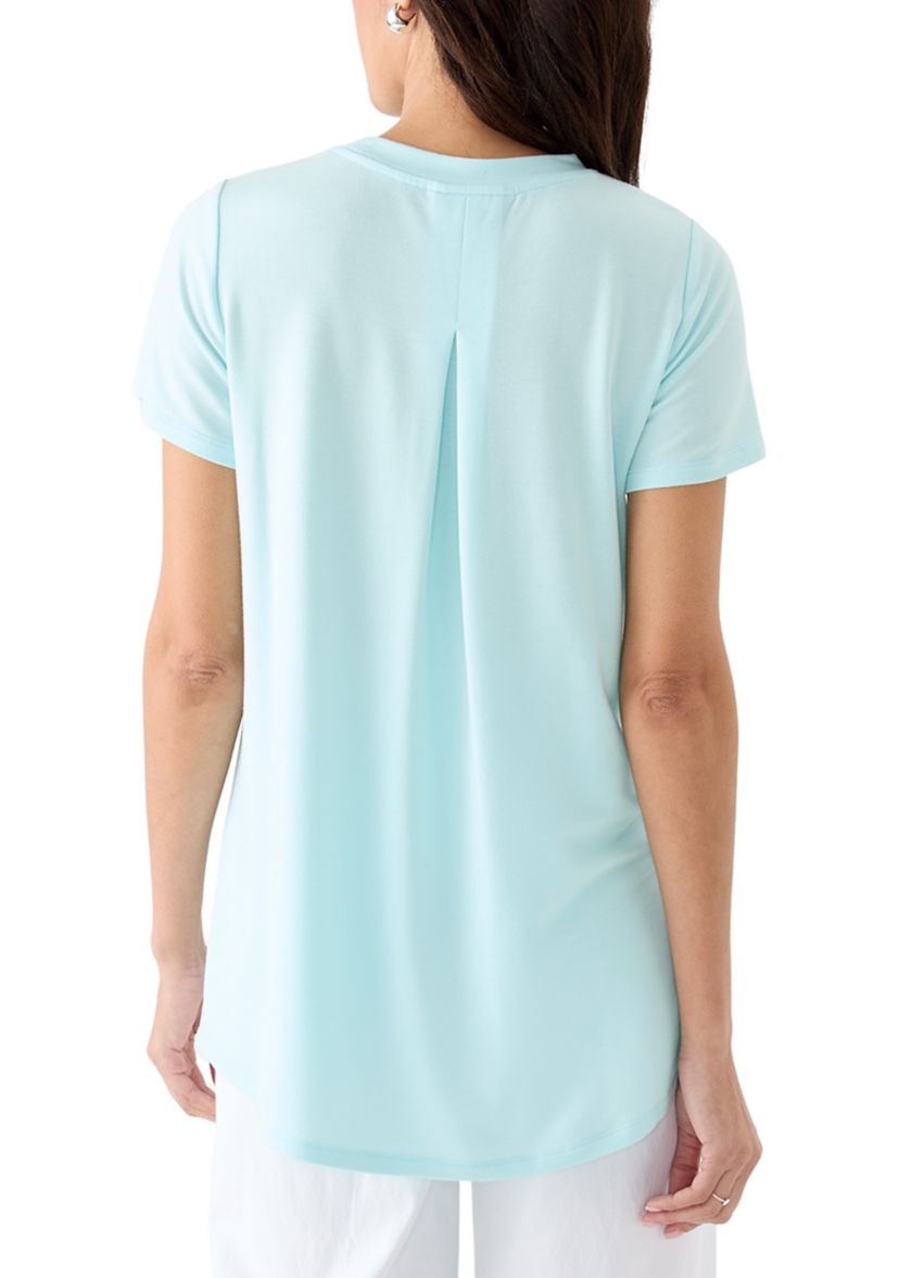 Womens Short Sleeve Pleat Back T-Shirt