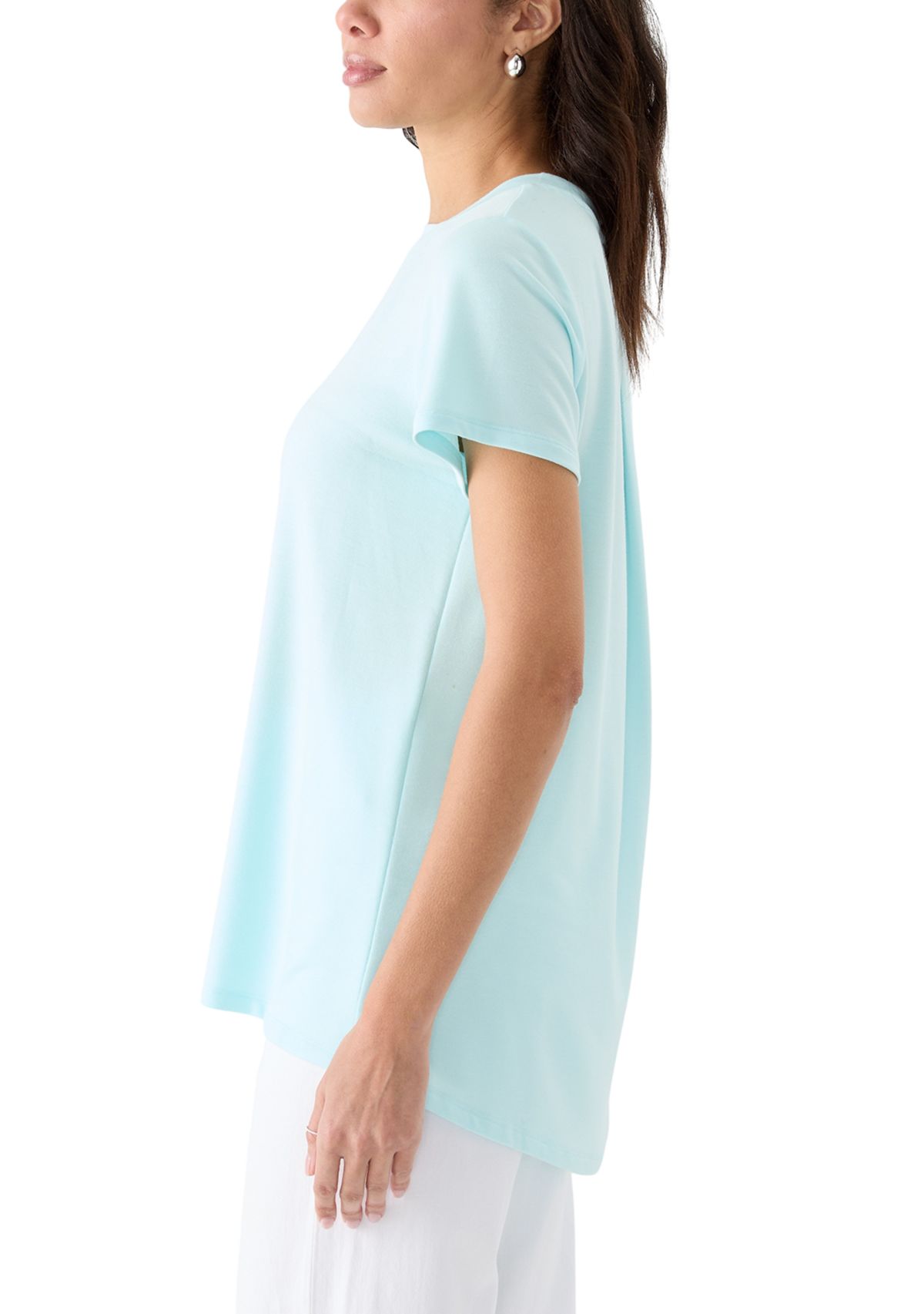 Womens Short Sleeve Pleat Back T-Shirt
