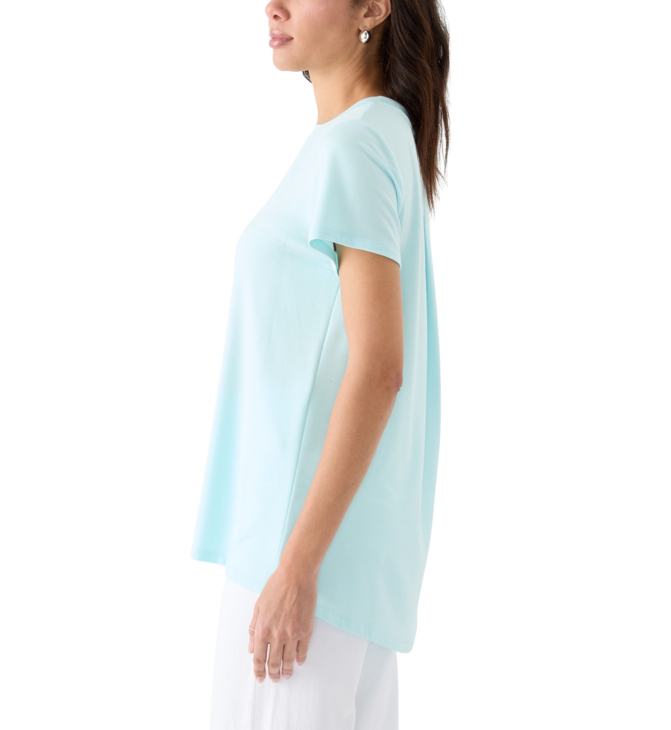 Womens Short Sleeve Pleat Back T-Shirt