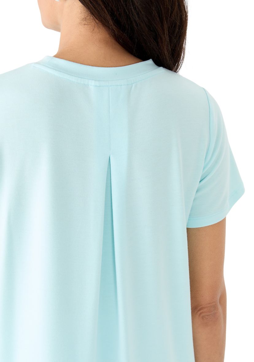 Womens Short Sleeve Pleat Back T-Shirt