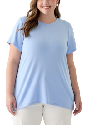 Crown & Ivy Women's Plus Size Pleated Back T-Shirt