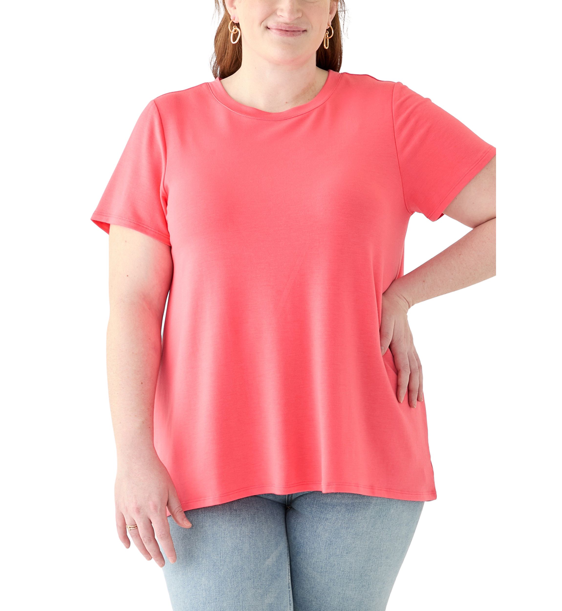 Plus Size Pleated Back T-Shirt