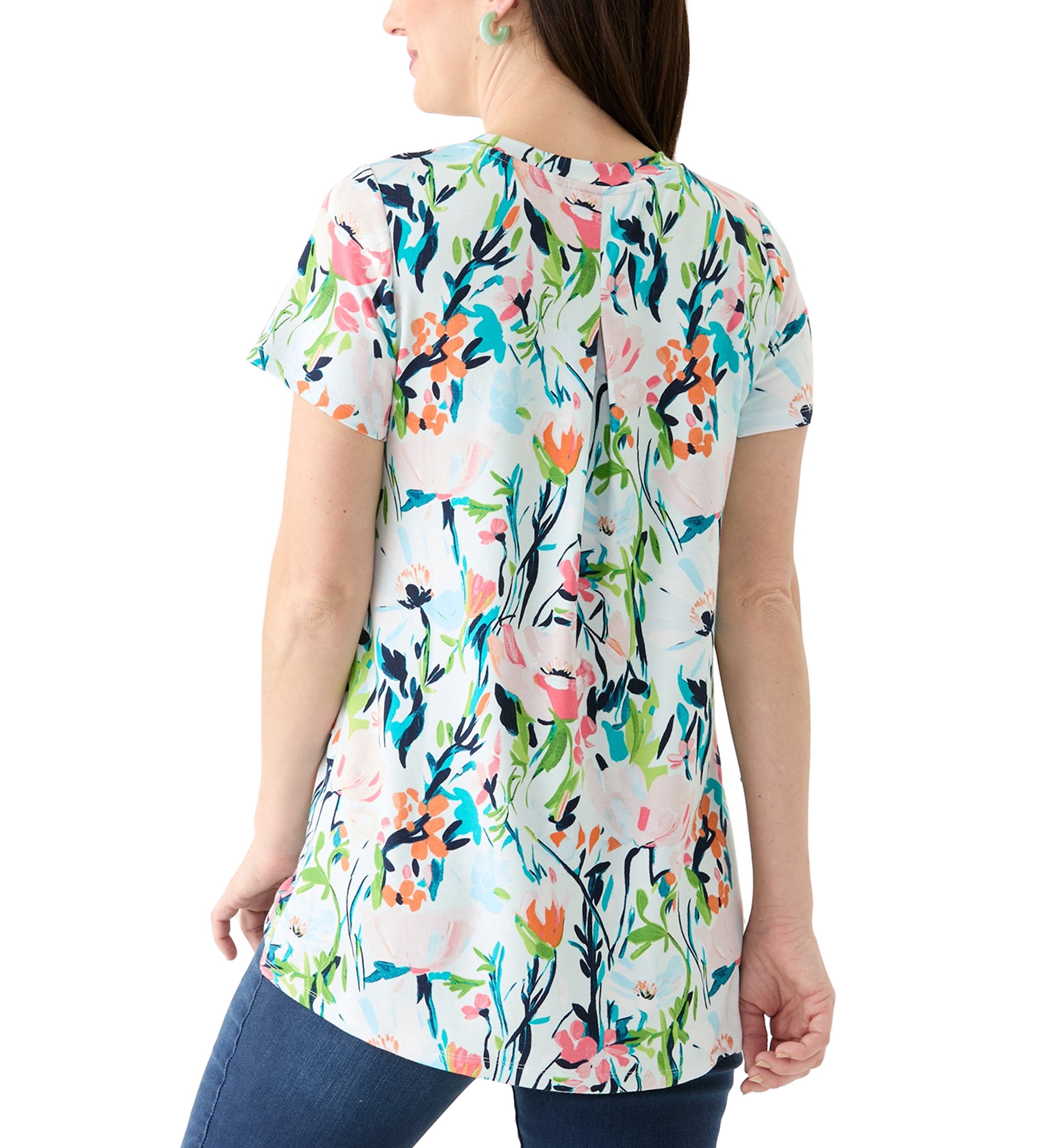 Womens Short Sleeve Pleat Back T-Shirt