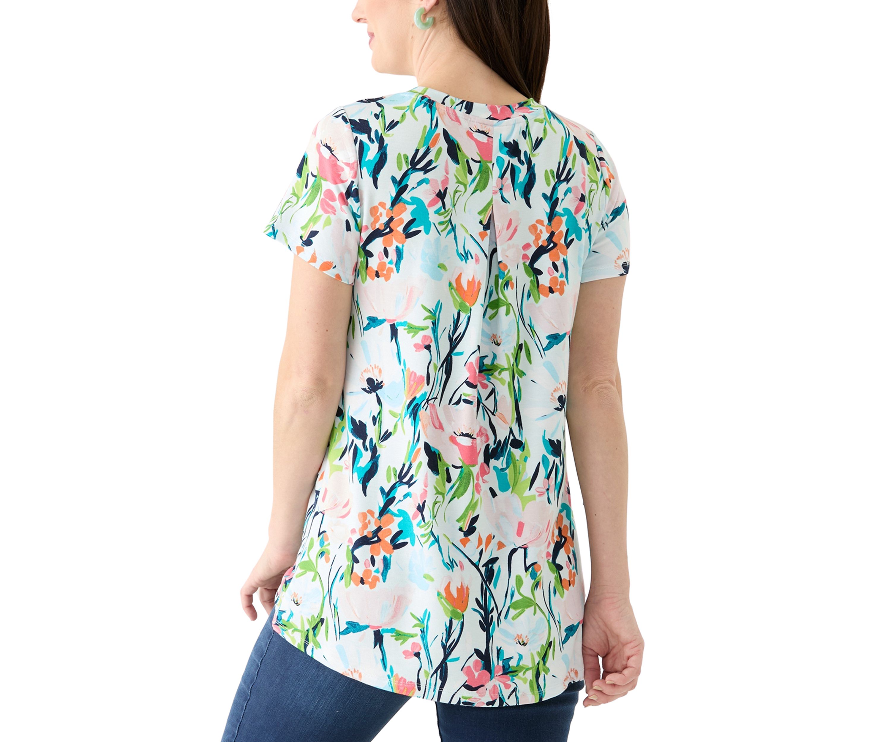 Womens Short Sleeve Pleat Back T-Shirt