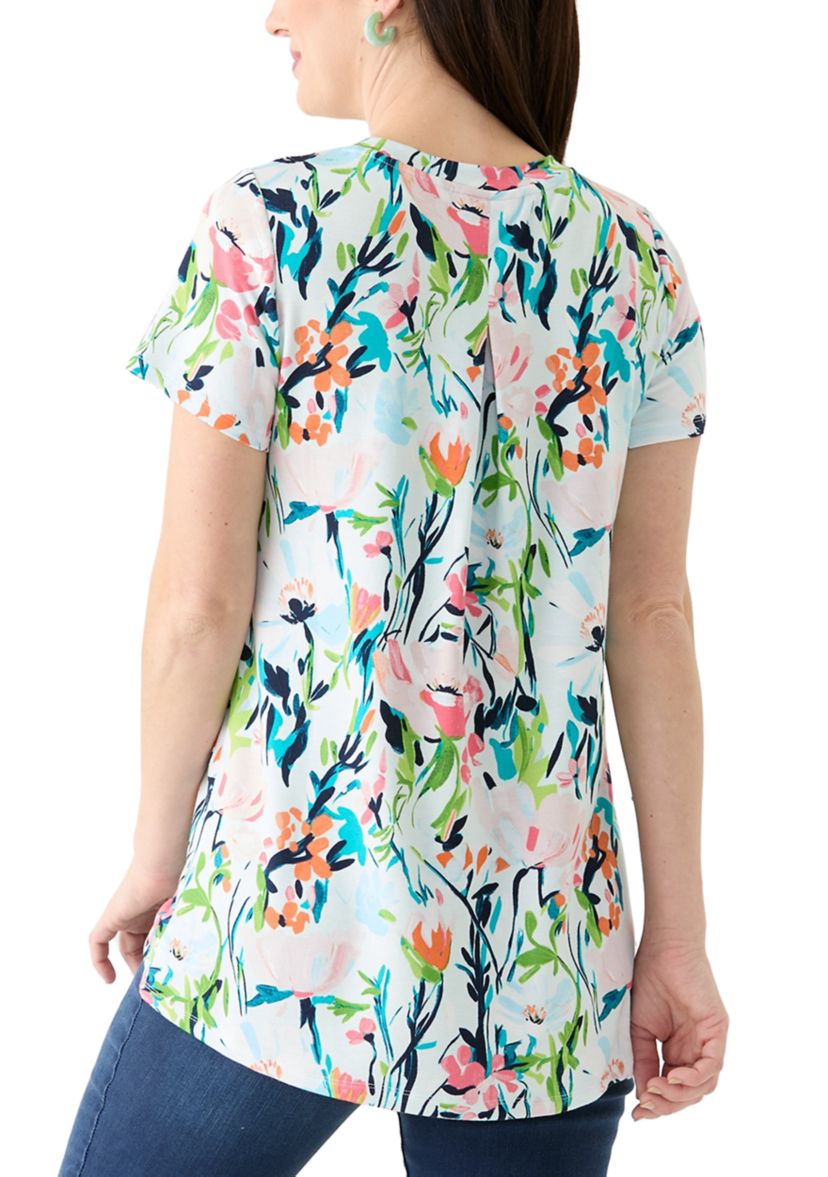 Womens Short Sleeve Pleat Back T-Shirt