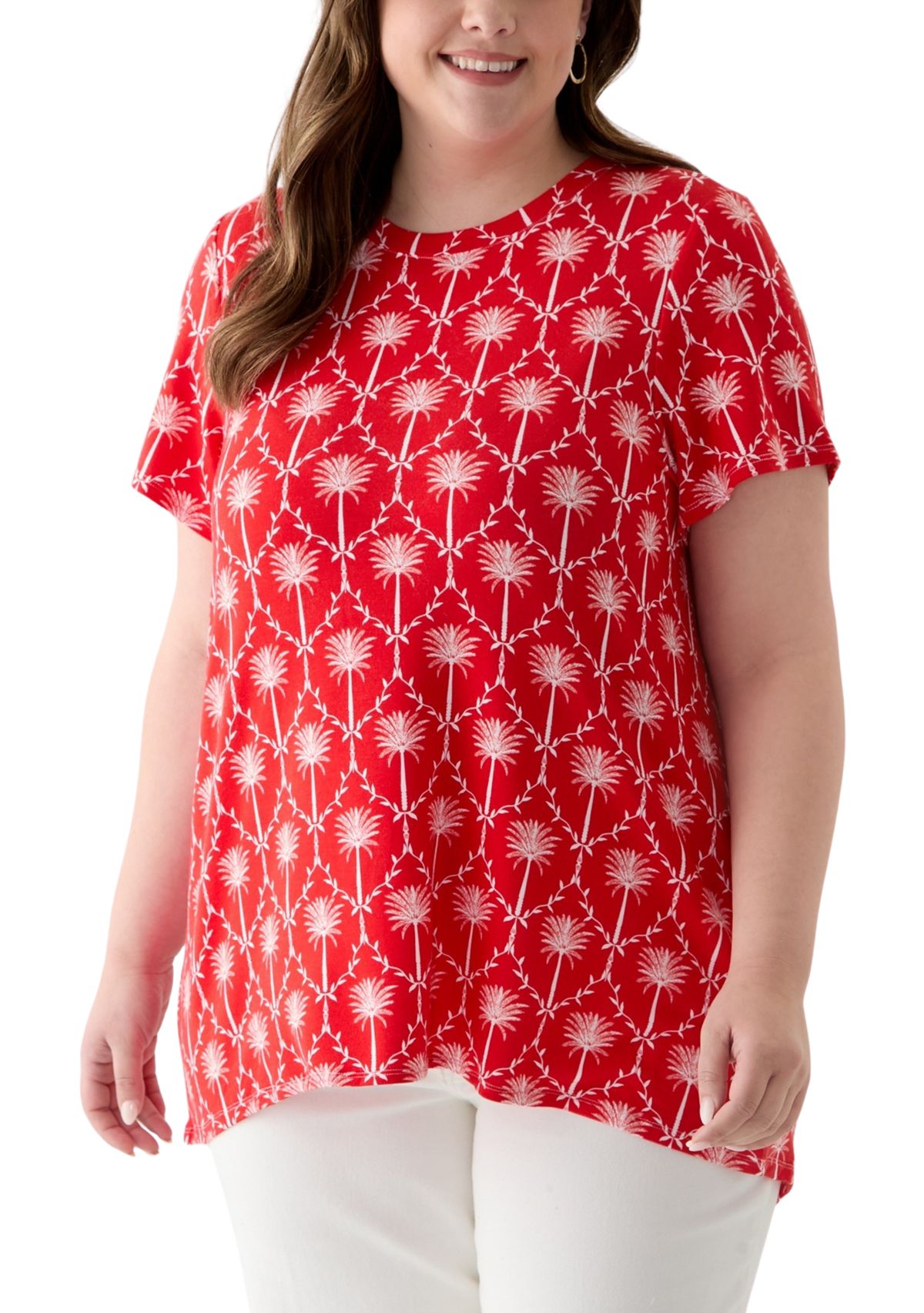 Plus Size Printed Pleated Back T-Shirt