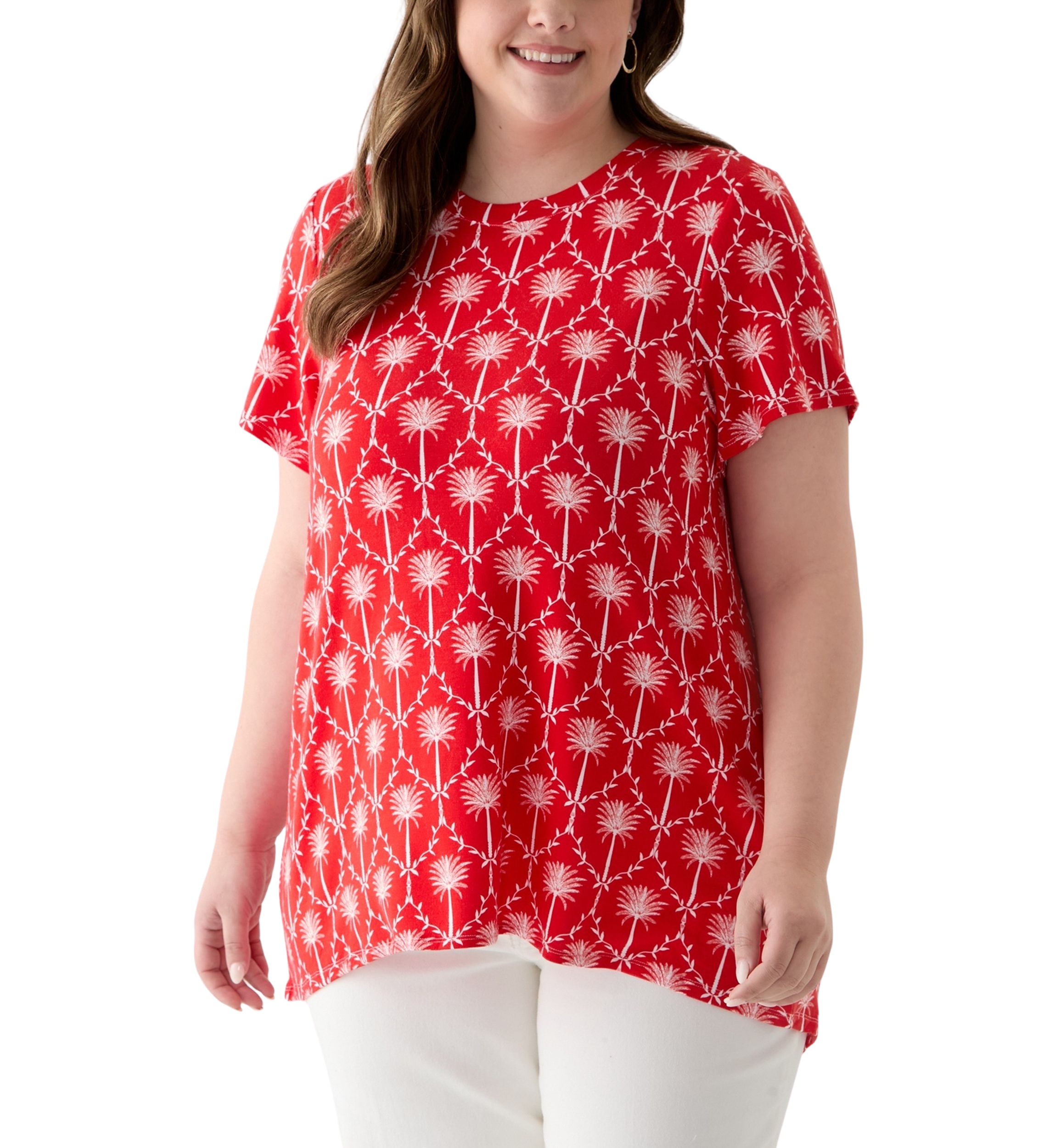 Plus Size Printed Pleated Back T-Shirt