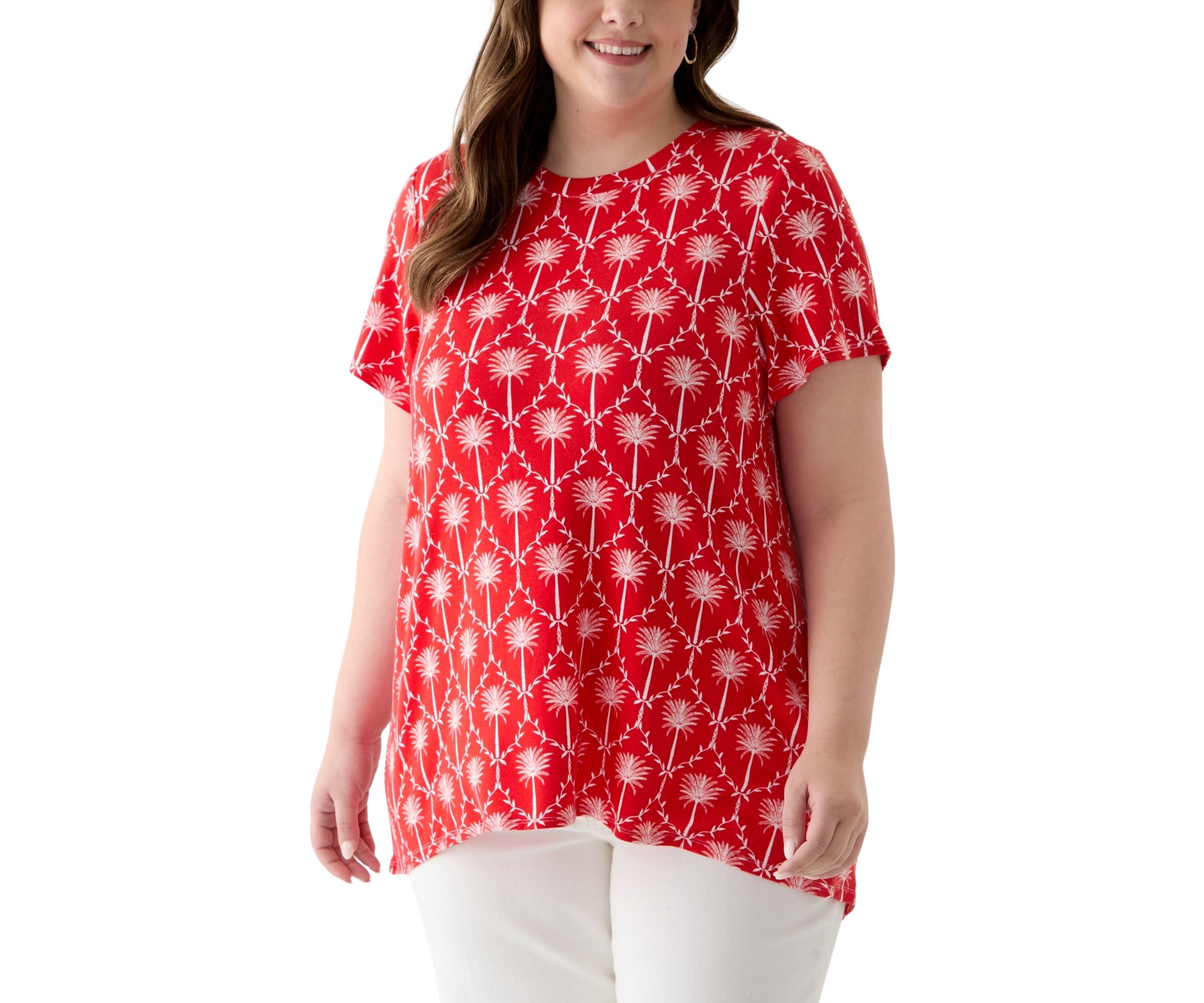 Plus Size Printed Pleated Back T-Shirt