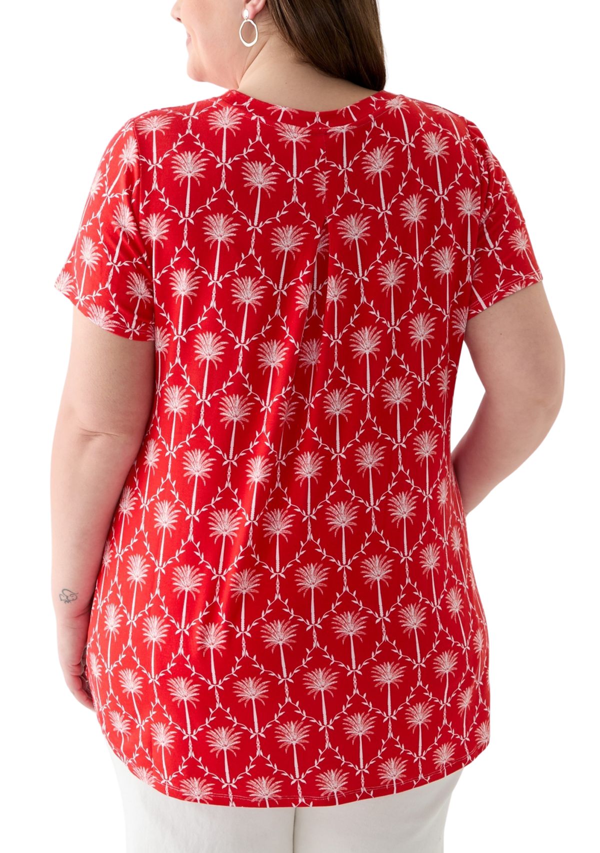 Plus Size Printed Pleated Back T-Shirt