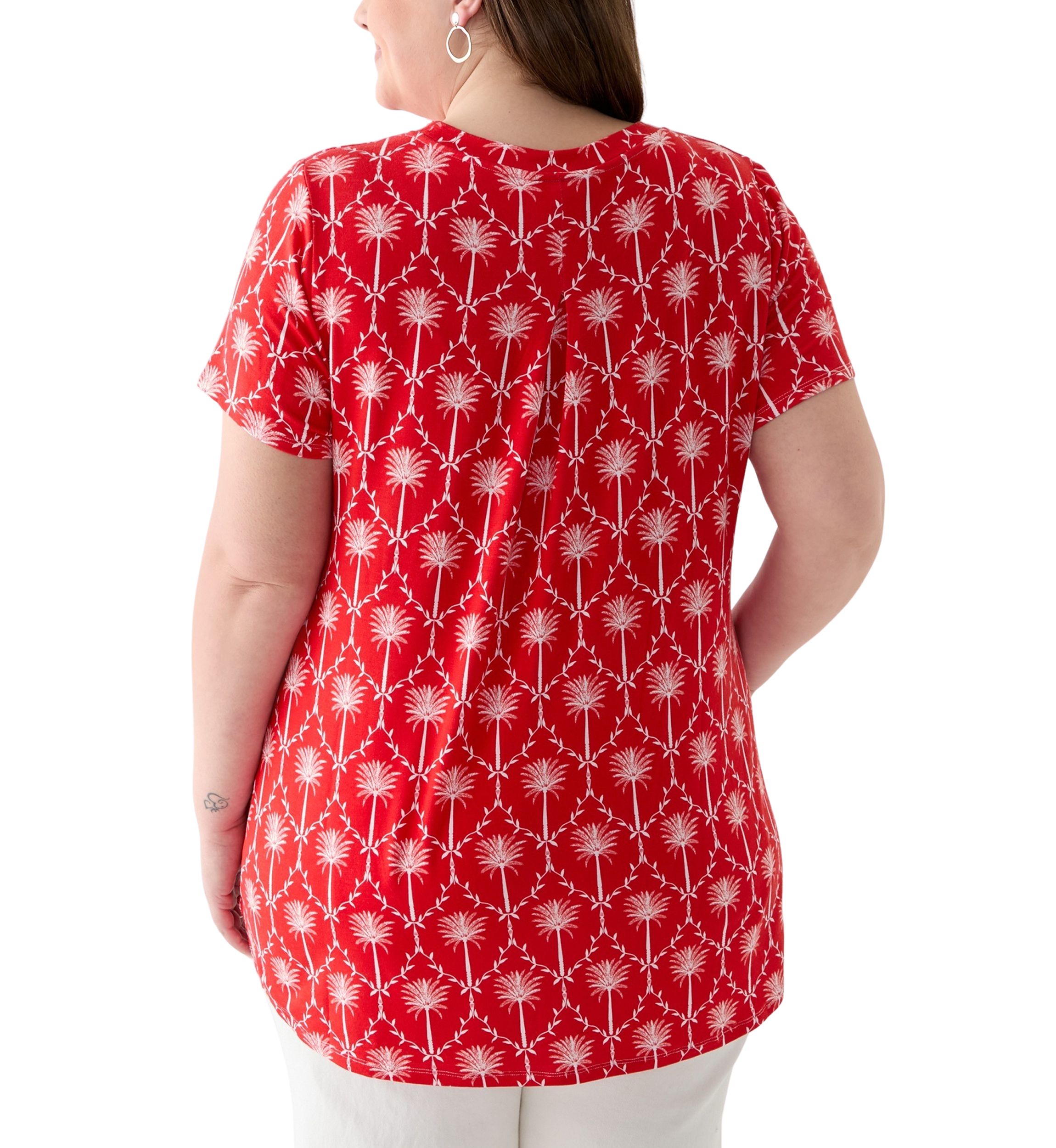 Plus Size Printed Pleated Back T-Shirt