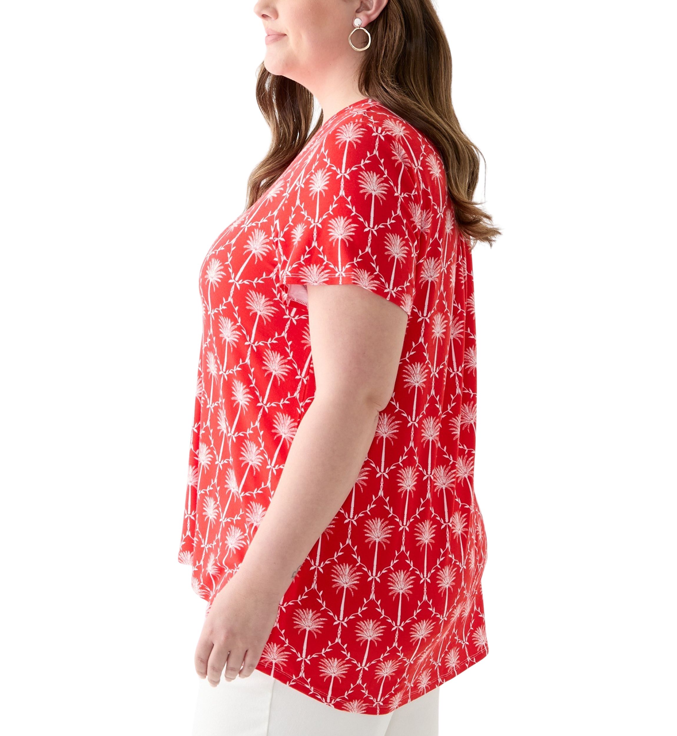 Plus Size Printed Pleated Back T-Shirt