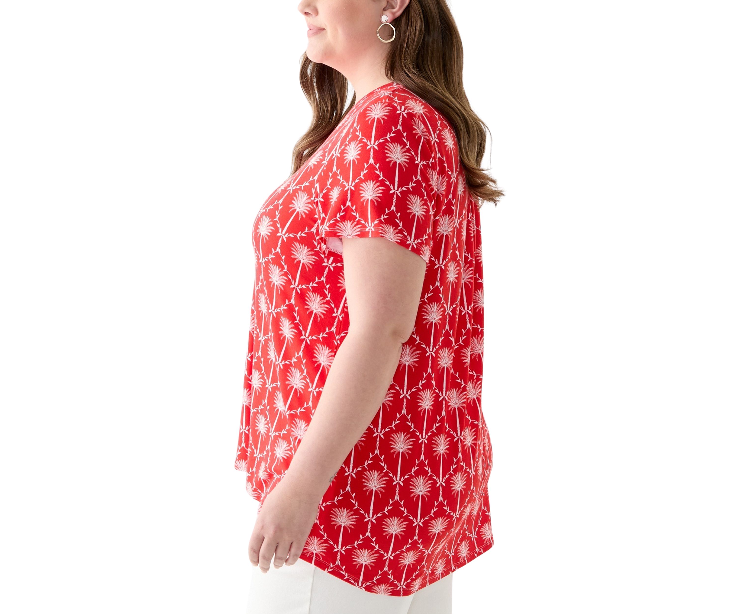 Plus Size Printed Pleated Back T-Shirt
