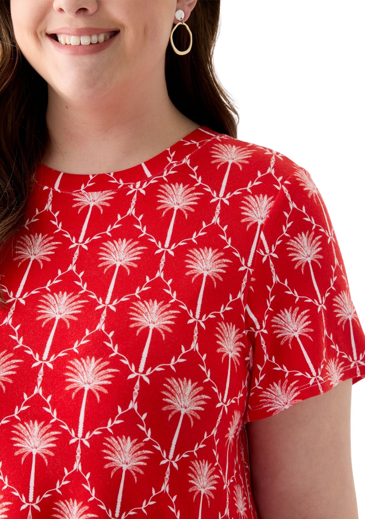 Plus Size Printed Pleated Back T-Shirt