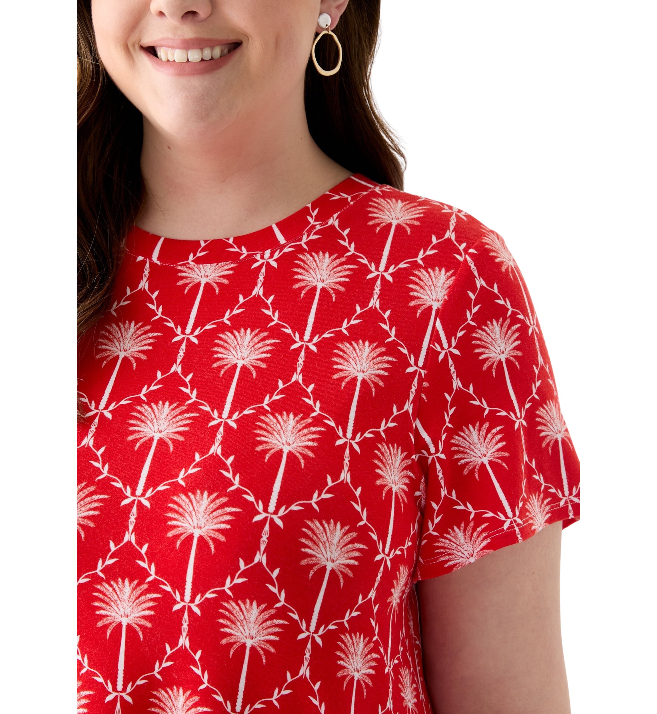 Plus Size Printed Pleated Back T-Shirt